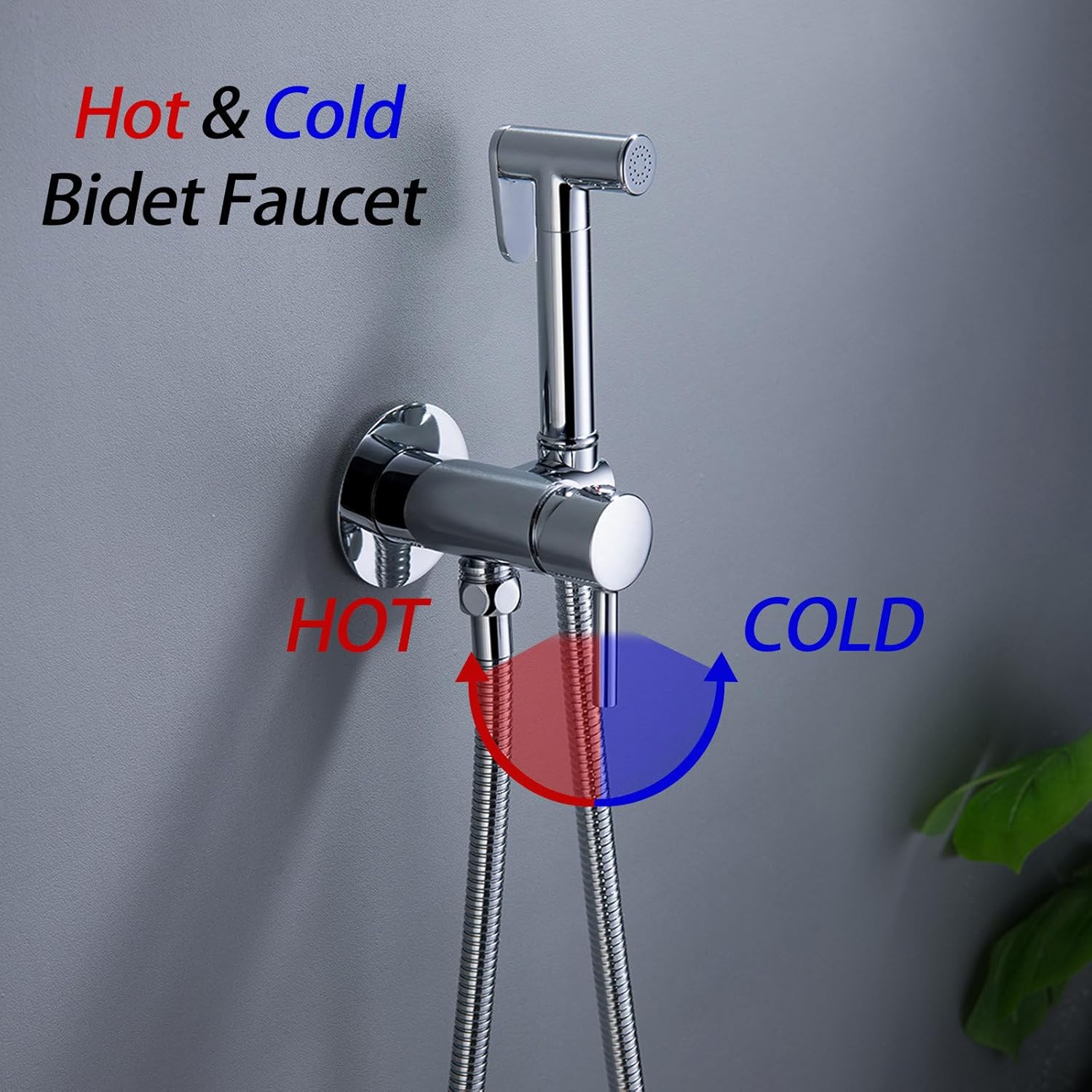 Bidet Sprayer, Douche Spray, Hot and Cold Embedded Jet Spray for Toilet, Brassy Handheld Bidet Sprayer with 1.5m Hose, Circular Toilet Bidet Sprayer for Bathroom and Feminine Wash