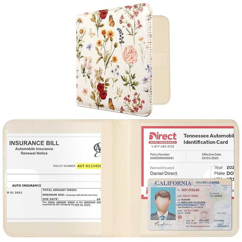 Porta-Documentos Automotivo CoBak Floralia em Couro Sintético com Fechamento Magnético