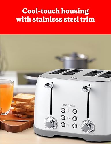 Miniatura 7 de Betty Crocker Tostadora multifunción de 4 rebanadas, tostadora de 4 rebanadas con ranuras extra anchas para pan grueso, bagel y gofre, dial de