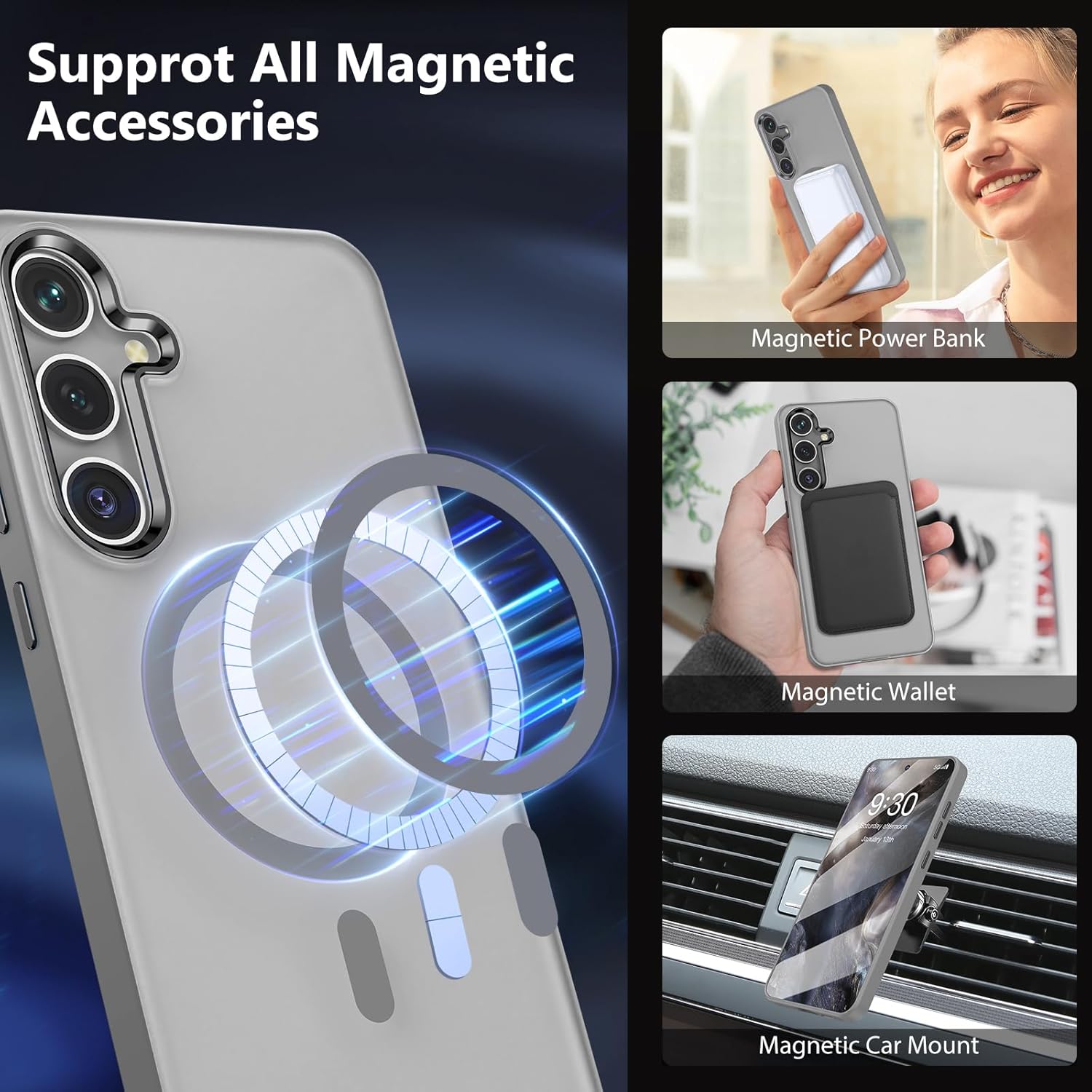 MATEPROX Magnetic Compatible with Samsung Galaxy S25 Plus Case, Stylish Slim Translucent Matte Protective Cover with Screen Protector for S 25+ 6.7'' 2025-Titanium Gray - Image 2