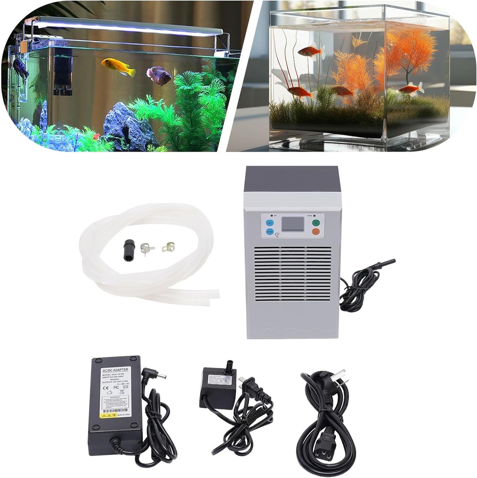 Enfriador de acuario de 30 l, 100 W, enfriador de tanque de peces para hidroponía, compresor silencioso de refrigeración y calefacción para la cría de peces y camarones