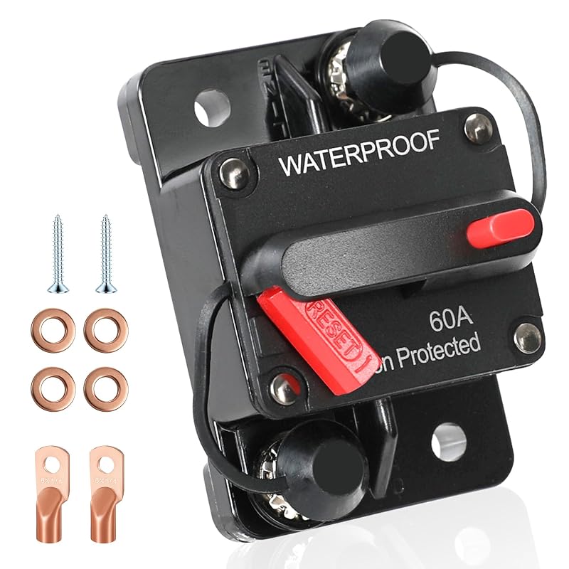 Disjuntor automotivo marítimo Sezbaifles 60 A DC 12–48 V com rearme manual – 1 unidade