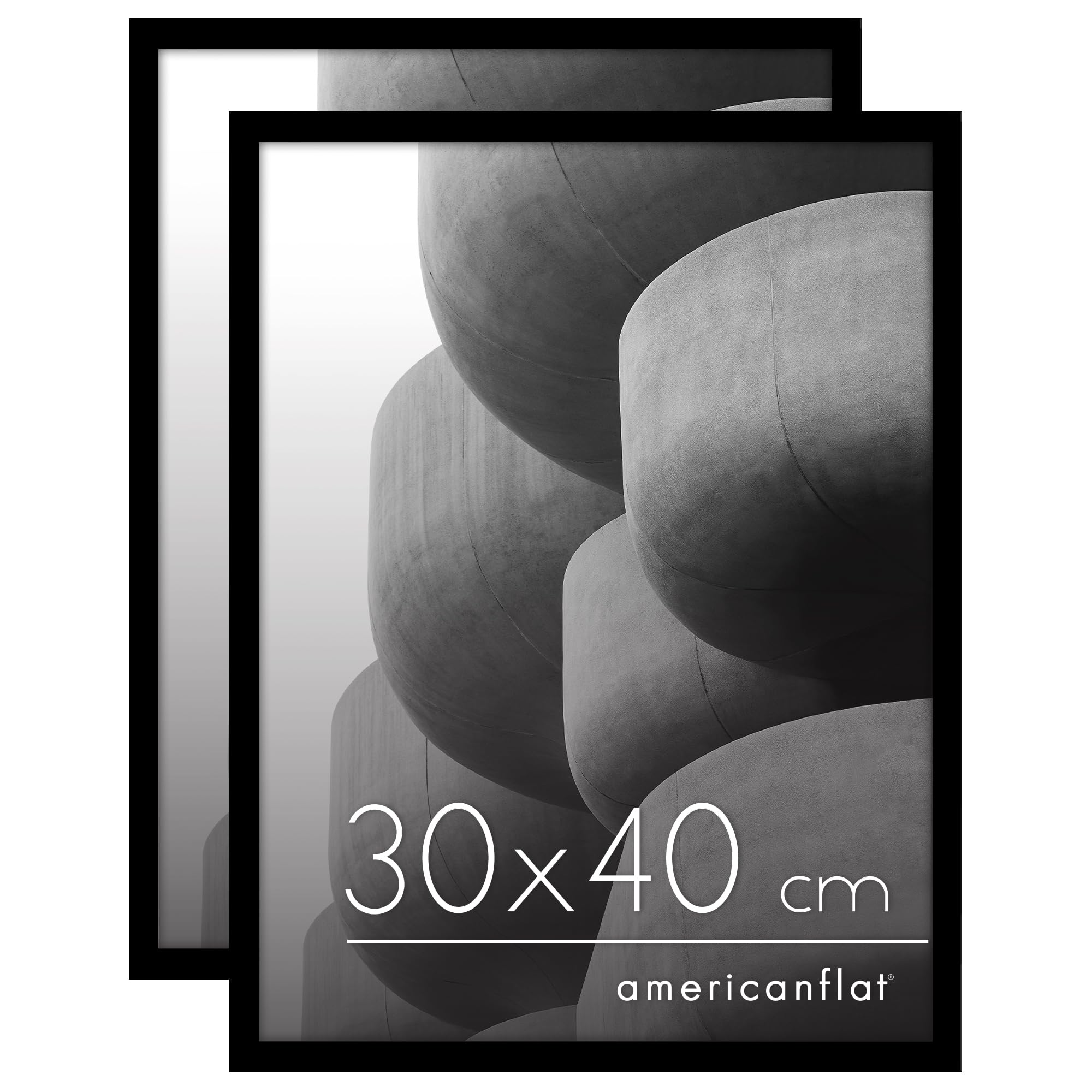 Americanflat 30x40 cm Picture Frame with Polished Plexi Cover - Set of 2 - Streamline Collection - Thin Border Picture Frame for Wall Display - Hanging Hardware Included - Black