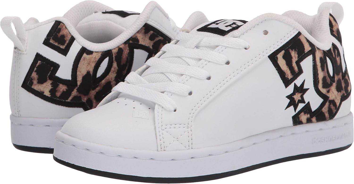 DC Women's Court Graffik Skate Shoe, Leopard Print medium US