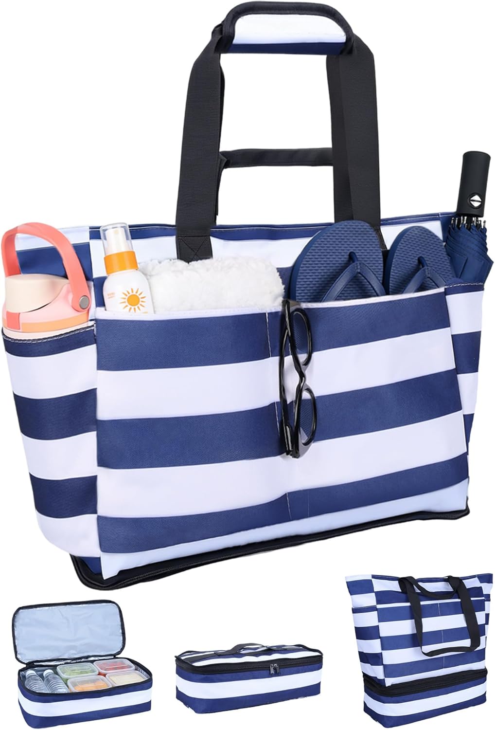 Beach Bag with Detachable Cooler, 62L Large Beach Bags Waterproof Sandproof for Women,Travel Tote Bag for Family