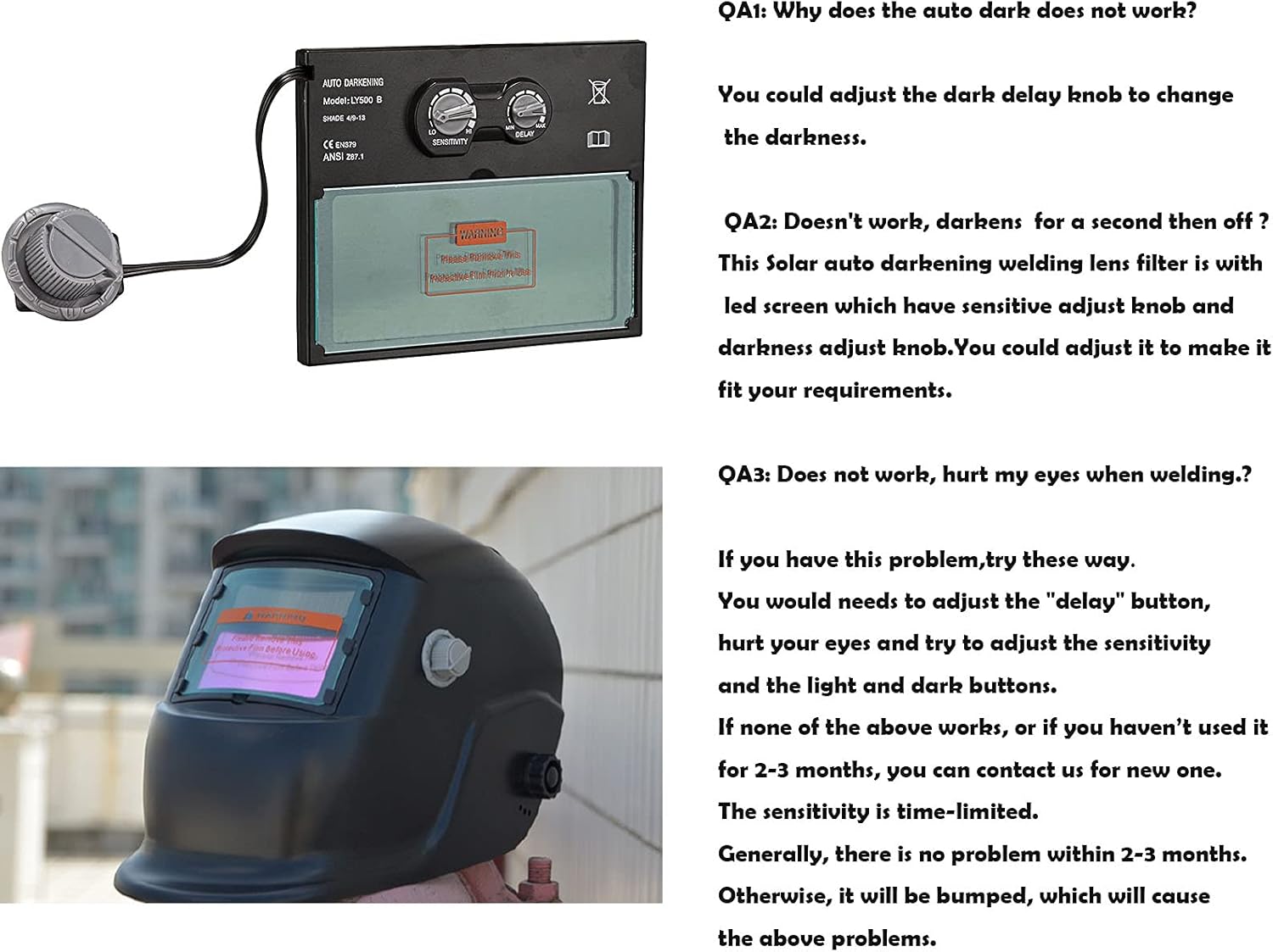 Solar Powered Auto Darkening Welding Lens Panel, Welding Helmet/Mask Lens Automation Filter Shade Eyes Goggles