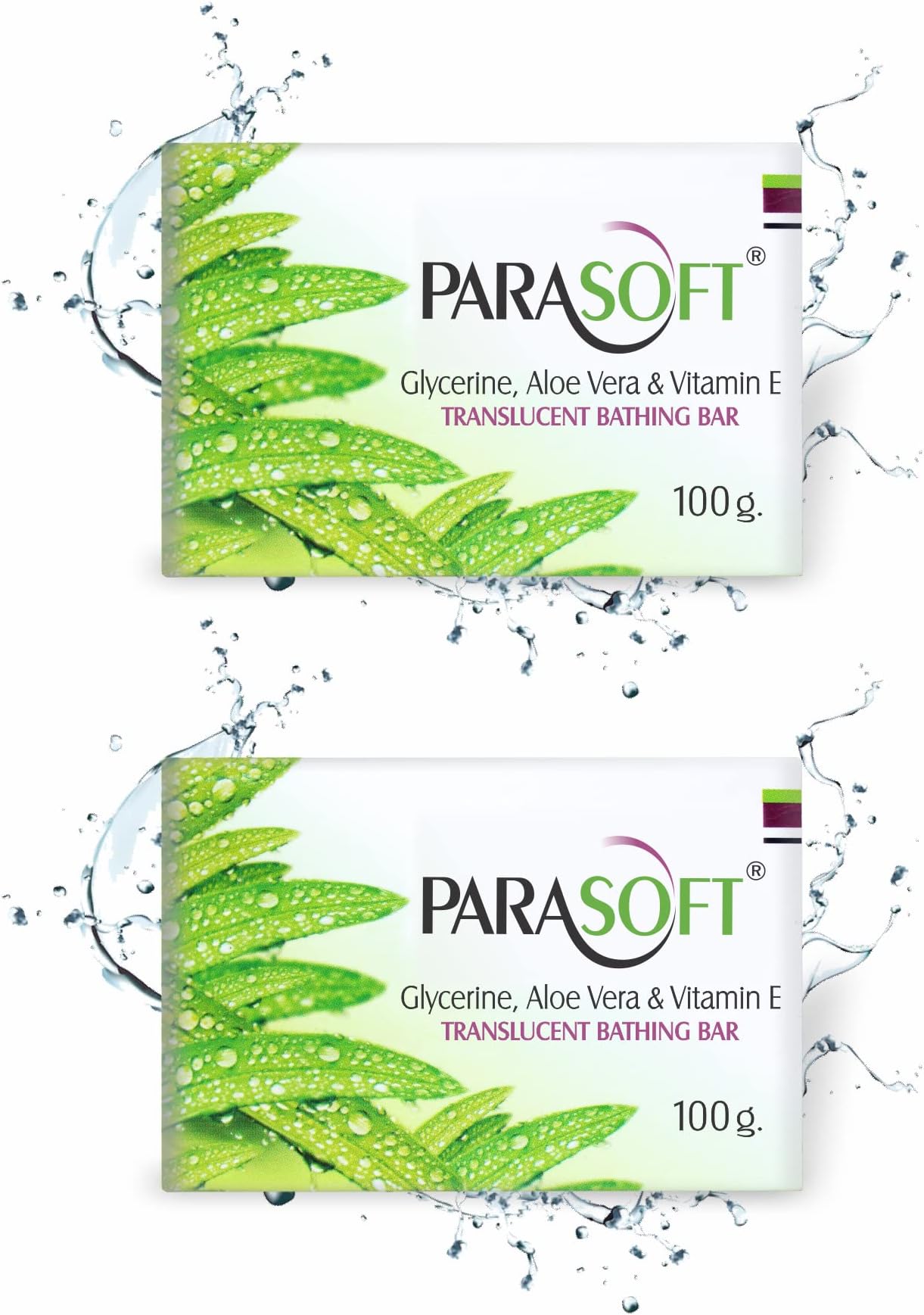 ParasoftMoisturising Cleansing Body Soap For Dry Skin | Goodness of Aloe Vera, Glycerine & Vitamin E | Nourishing Daily Bathing Bar For Purification -100 gm (Pack of 2)[Amazon-developed Certification] Compact by Design