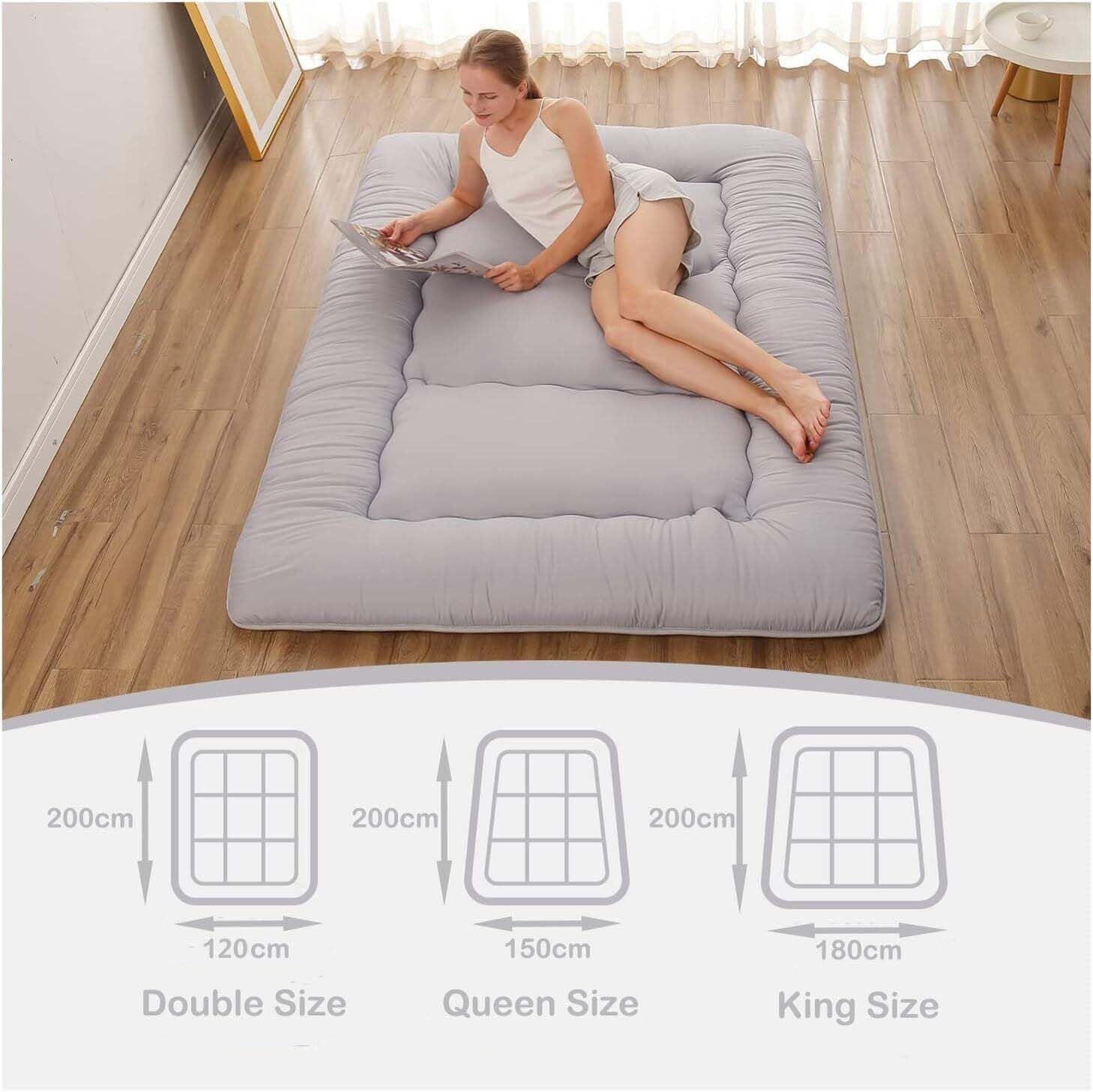 10 cm Materasso Futon Spesso-Materasso Pieghevole Spesso E Morbido, Shiatsu, Yoga, Student Dormitory Tatami, Grigio(Gray,90x190cm)