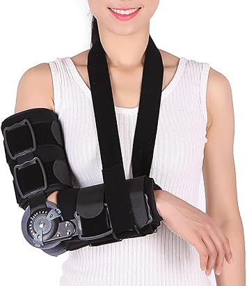 ROM Hinged Elbow Brace| Adjustable Elbow Brace Immobilizer Stabilizer|Post Op Arm Splint|Surgery Injury Recovery Pain Relief|Men & Women |Ulnar Nerve Entrapment|Tennis|Tendonitis