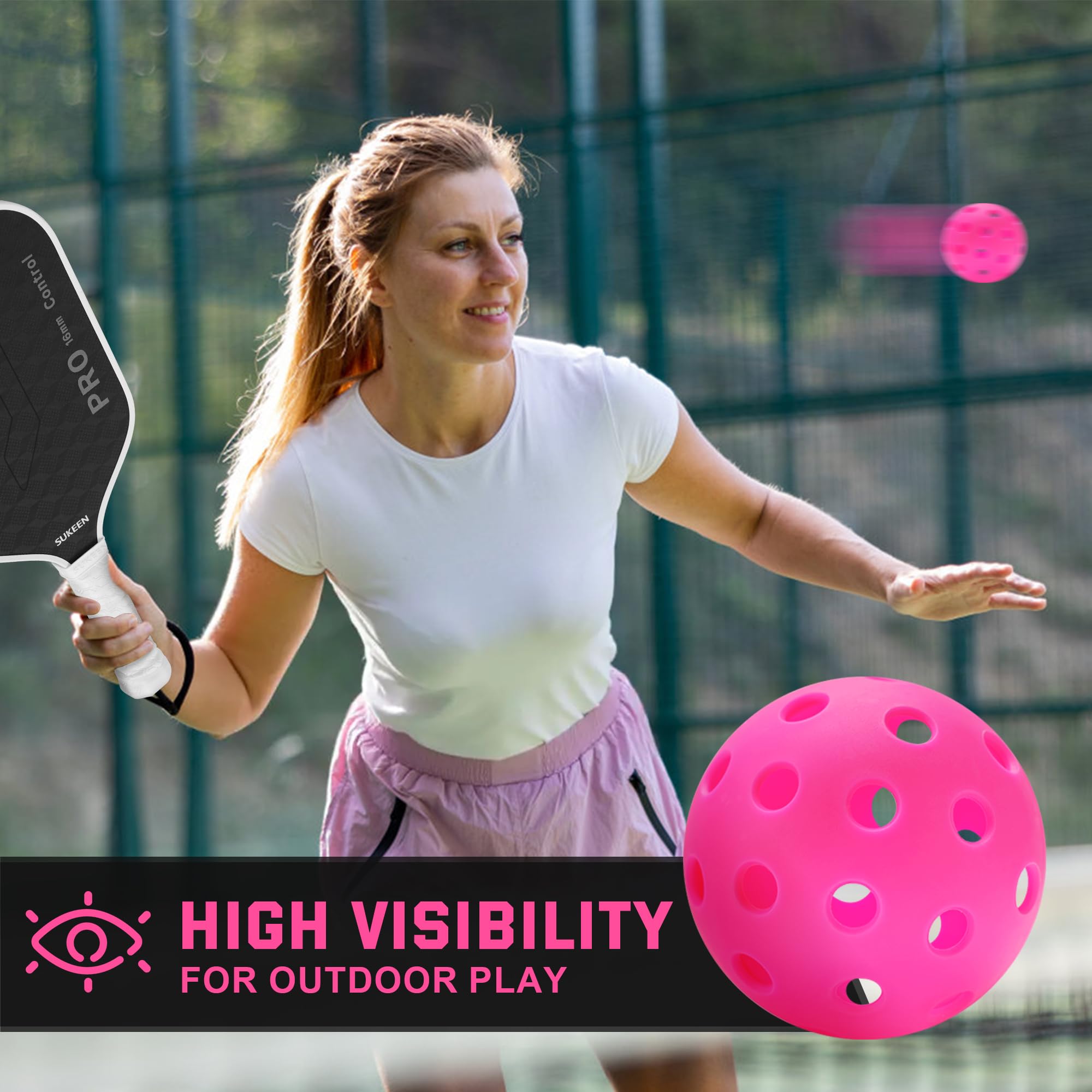 Sukeen Outdoor Pickleball-Bälle Im 12er-Pack Mit Netztasche – 40-Loch, Hohe Sprungkraft, Langlebig, Blau
