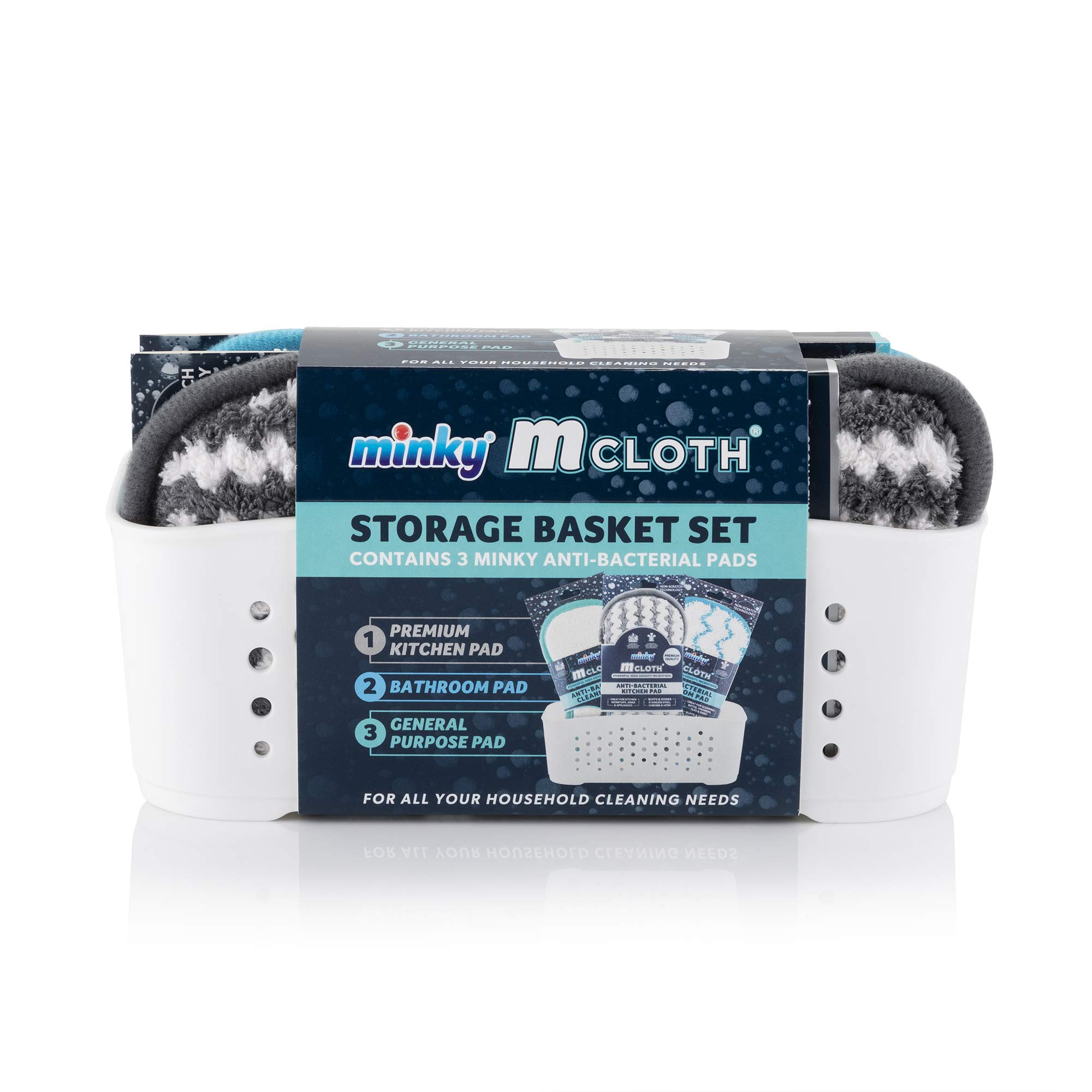 Minky Assorted White M Cloth Storage Basket Set,8 X 20.5 X 10.5 Cm; 220 Grams