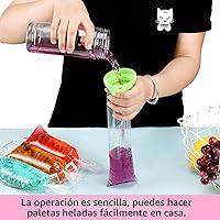 Vista 3 de Boao 240 bolsas de paletas de hielo, desechables, moldes de plástico para congelar caramelos, con embudo de silicona para hacer dulces de yogur