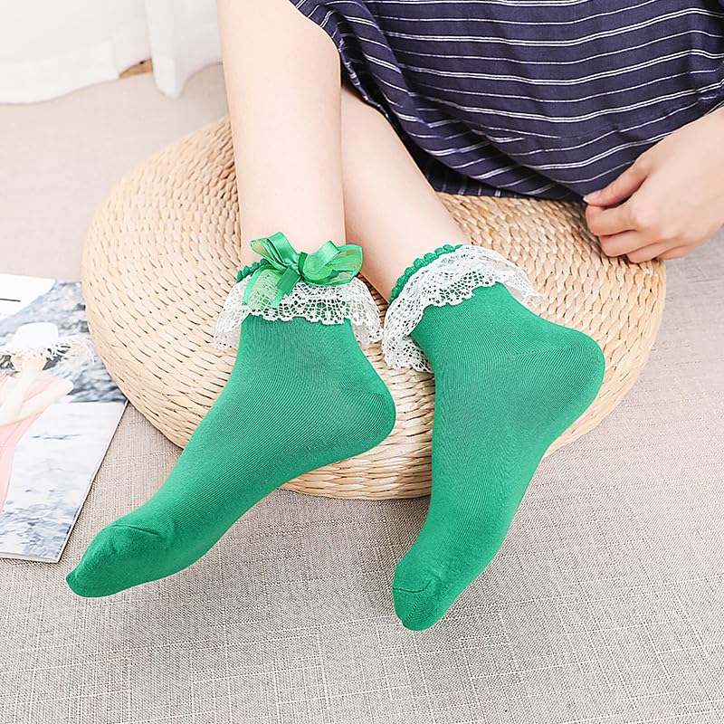 Gellwhu Lace Ruffle Frilly Ankle Socks for Women - Cute Kawaii Lolita Socks with Bow2