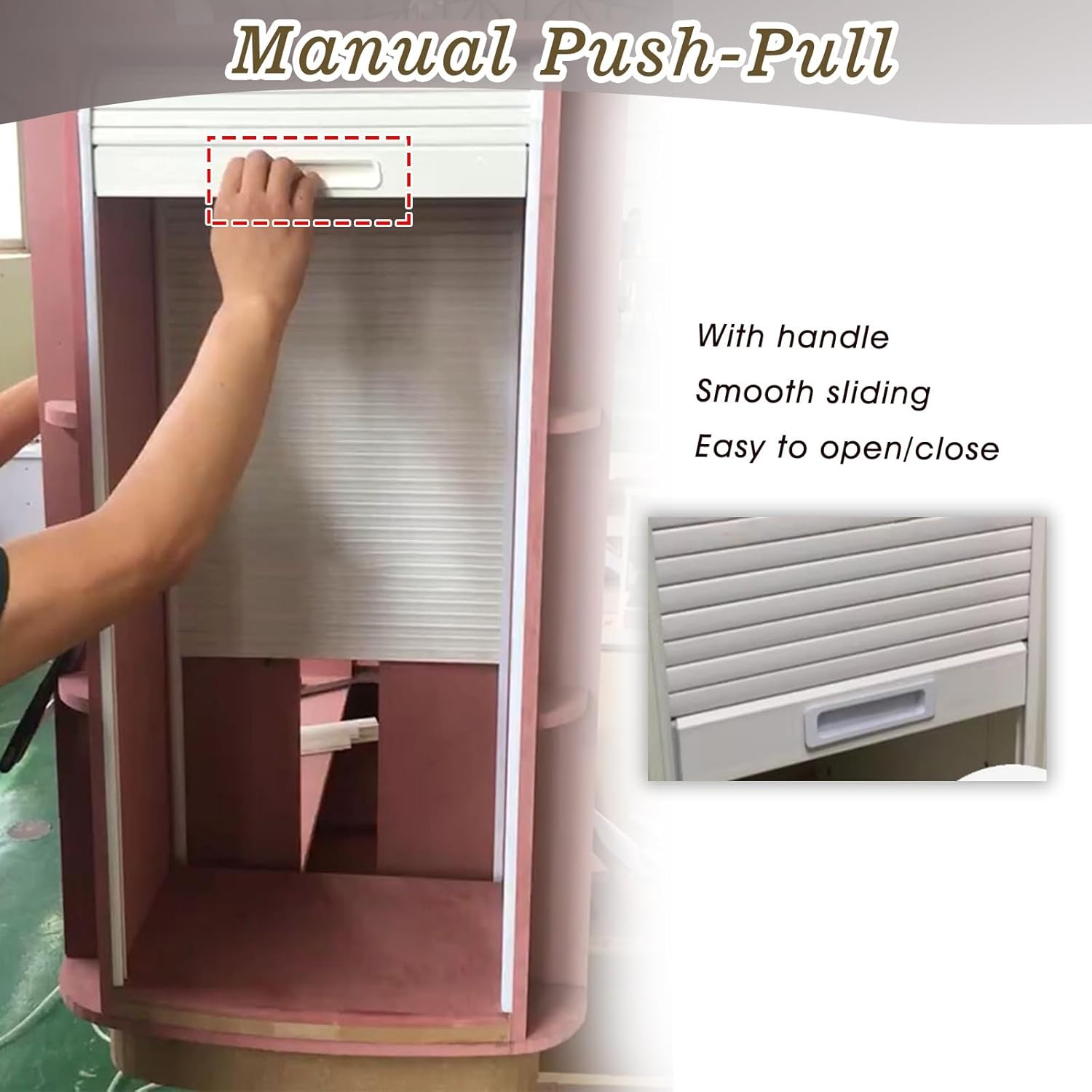 Roll Up Cabinet Doors, Rectangle Tambour Door Kitchen Cabinet Kit with Track & Handle for Laundry Room Offices Home Rv, Closet Folding Door, Custom Size(WXH-28X40(71.1X101.6CM))