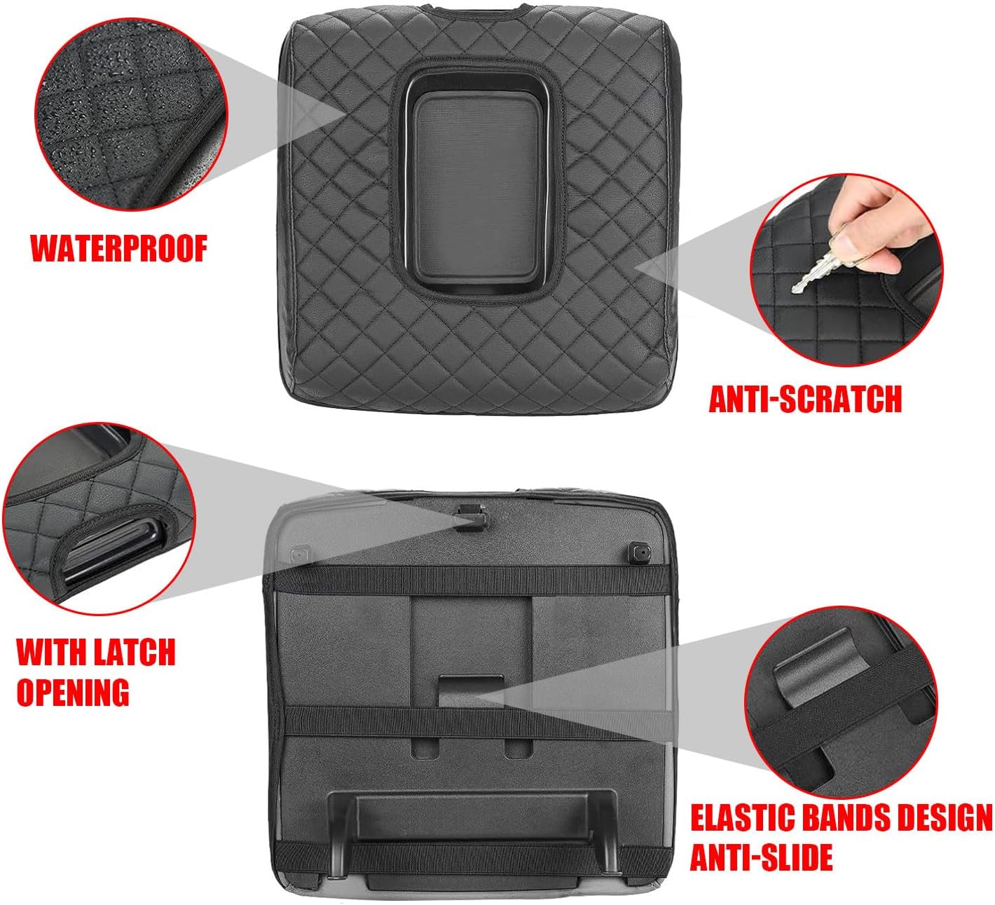 Center Console Cover Compatible with 2019-2025 Silverado Sierra Accessories Jump Seat Console Leather Armrest Cover