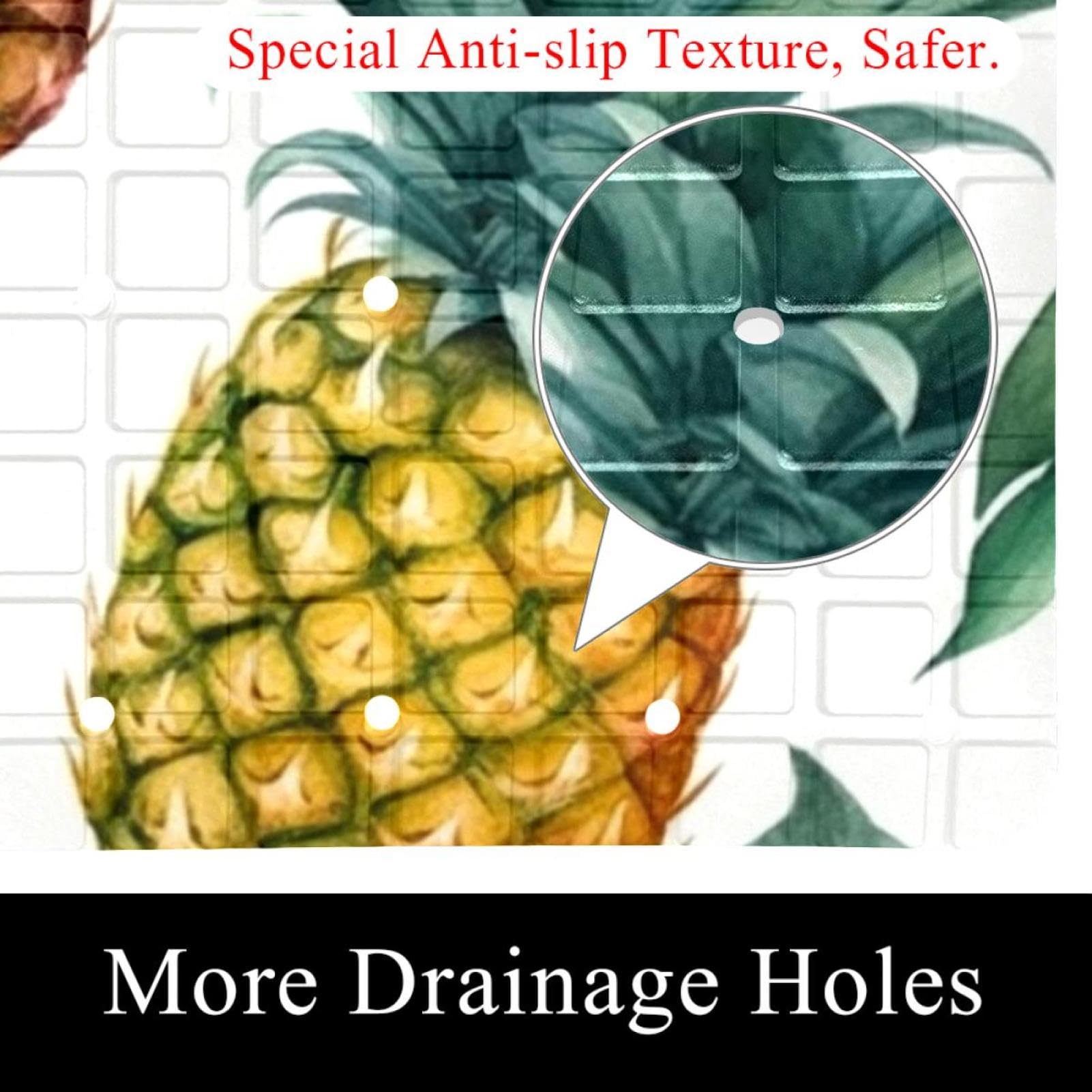 Tapis de bain de qualité supérieure - Antidérapant, facile à nettoyer et sans danger pour toute la famille - Ananas Delicious