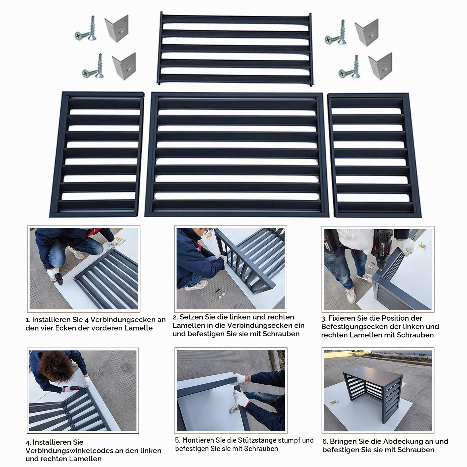 Klimaanlagen Abdeckung Aus Aluminium,Cover Schutzgitter Für Wärmepumpen,Abdeckung Klimaanlage Außengerät,Schutzgehäuse Aus Klimageräte Oder Wärmepumpe,Zum Verstecken Und Schutz Ihrer Klimaanlage (Col