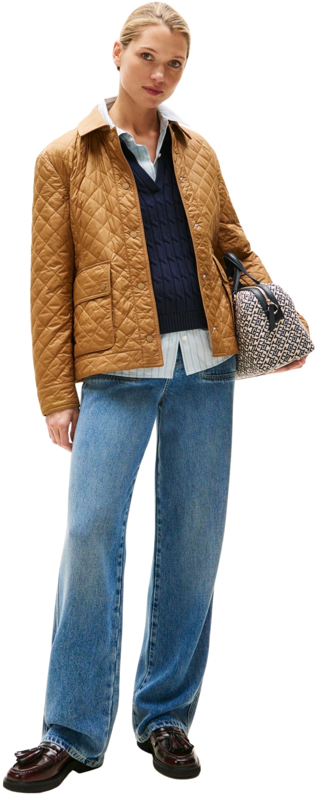 Tommy Hilfiger Cazadora acolchada Mujer Padded Nylon Slim Quilted con cuello francés