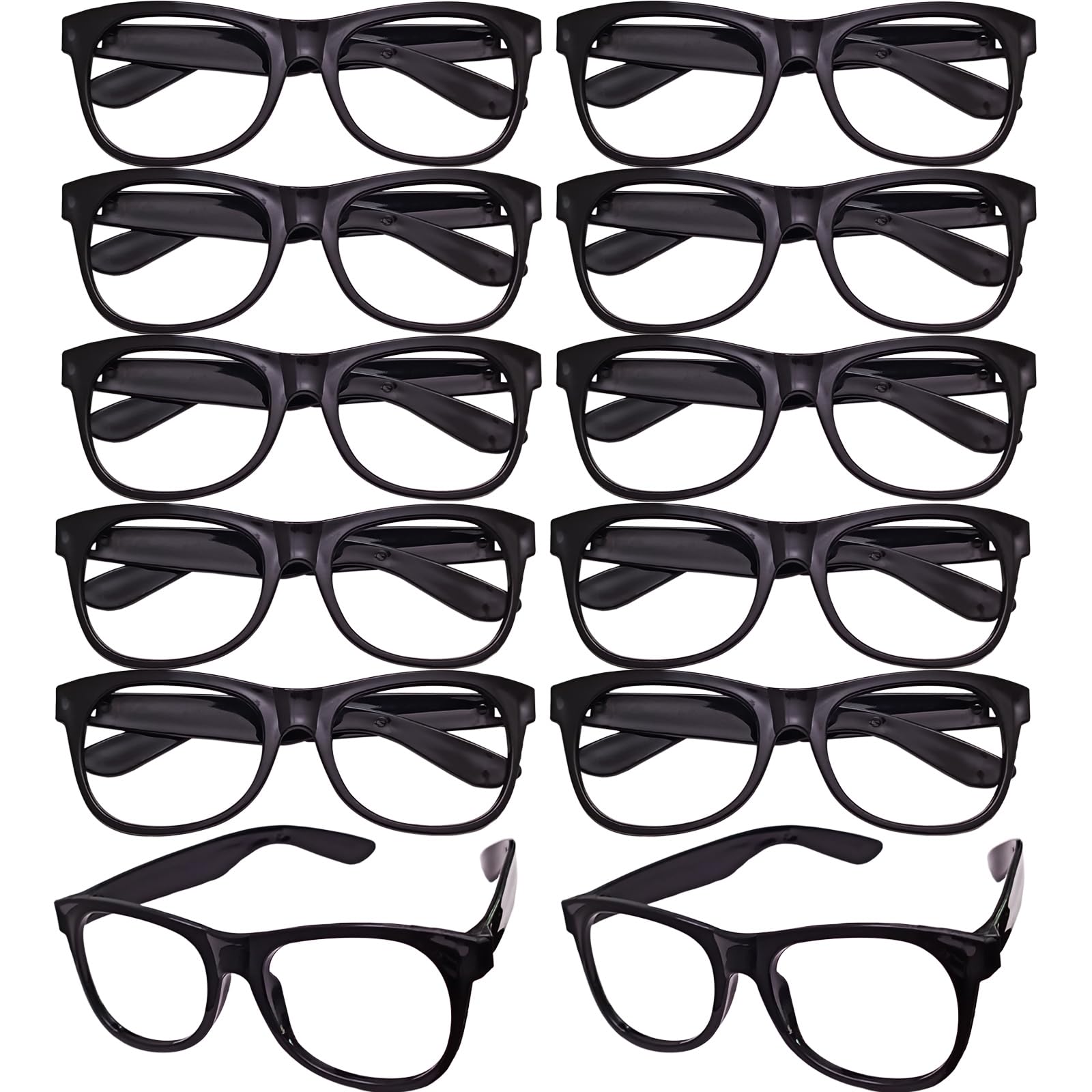 Generic 12 Pcs Platic Sunglasses Frame Bulk Costume Glasses Frame Only No Lens Christmas Gifts (Black), Fit most