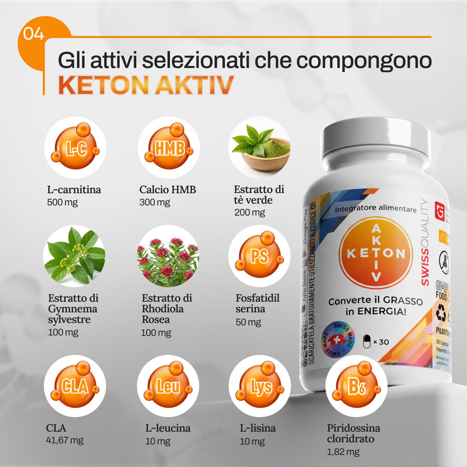 (2 Pacchi) Capsule Keton Aktiv | Per Dieta Chetogenica | L-Carnitina 500 mg + Estratto di Tè Verde 200 mg | Supporto al Metabolismo | Con Gymnema Sylvestre, Rodhiola Rosea, CLA | 30 Capsule
