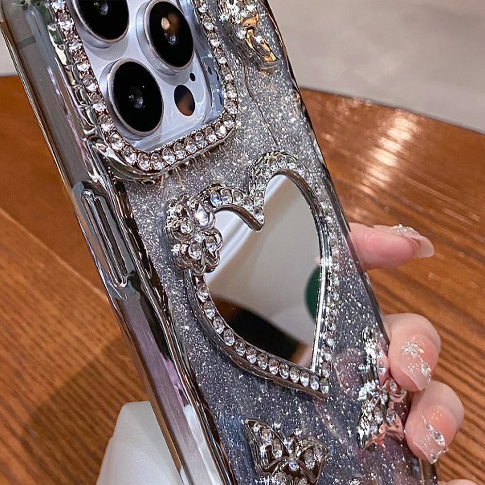 Designed for iPhone Case,Luxury Electroplated Glitter Bling Mirror Spark Sparkly Shockproof Protective Cover Phone Case (iPhone 16 Pro Max,Gold) - Image 2