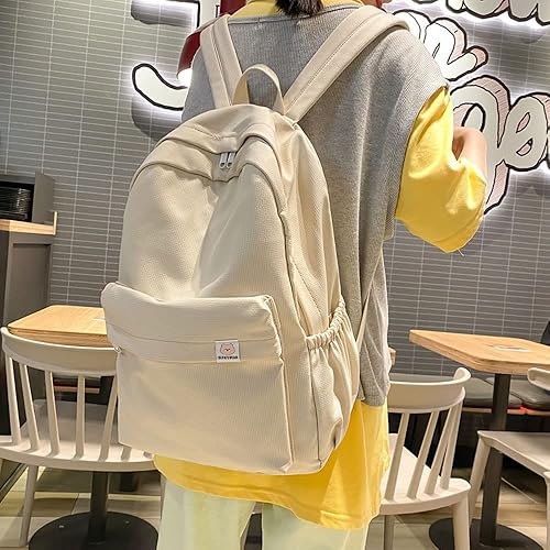 Vista 17 de Mochila estética, bonita mochila escolar para computadora portátil, para adolescentes, niñas, mujeres, estudiantes, color sólido Azul