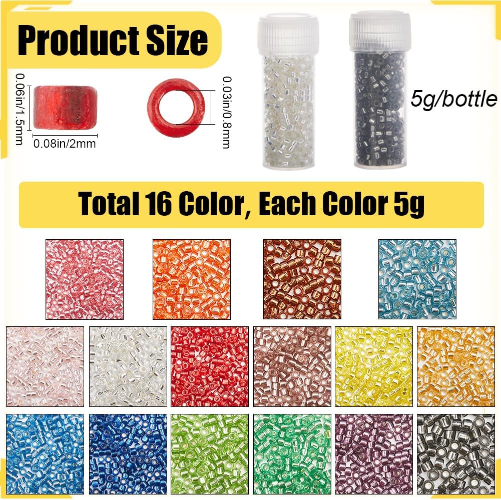 SUNNYCLUE 80G Cylinder Seed Beads 2mm Bulk Glass Seed Beads Pony Small Mini 2mm Glass Spacers for Jewelry Making Findings Earrings Bracelet Necklace DIY Craft - Image 2