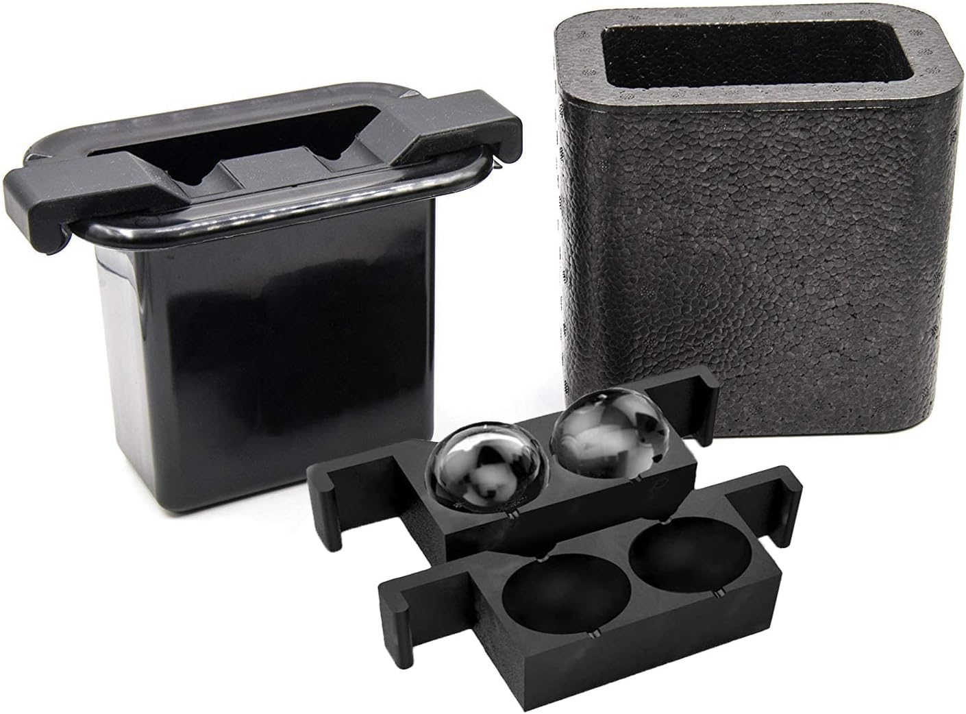 Ice Cube Trays,Black Silicone Giant Ice Ball Cube Maker Use for Whiskey Particles,Clear Ice Ball Maker with Non-Spill Lid,Best for Freezer,Water,Whiskey,Cocktail and Other Drink