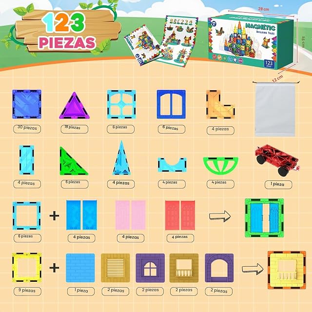 Foto 3 de 7 de Magneverse Bloques Magneticos Construccion Niños Juguete Educativo 123 Pzas