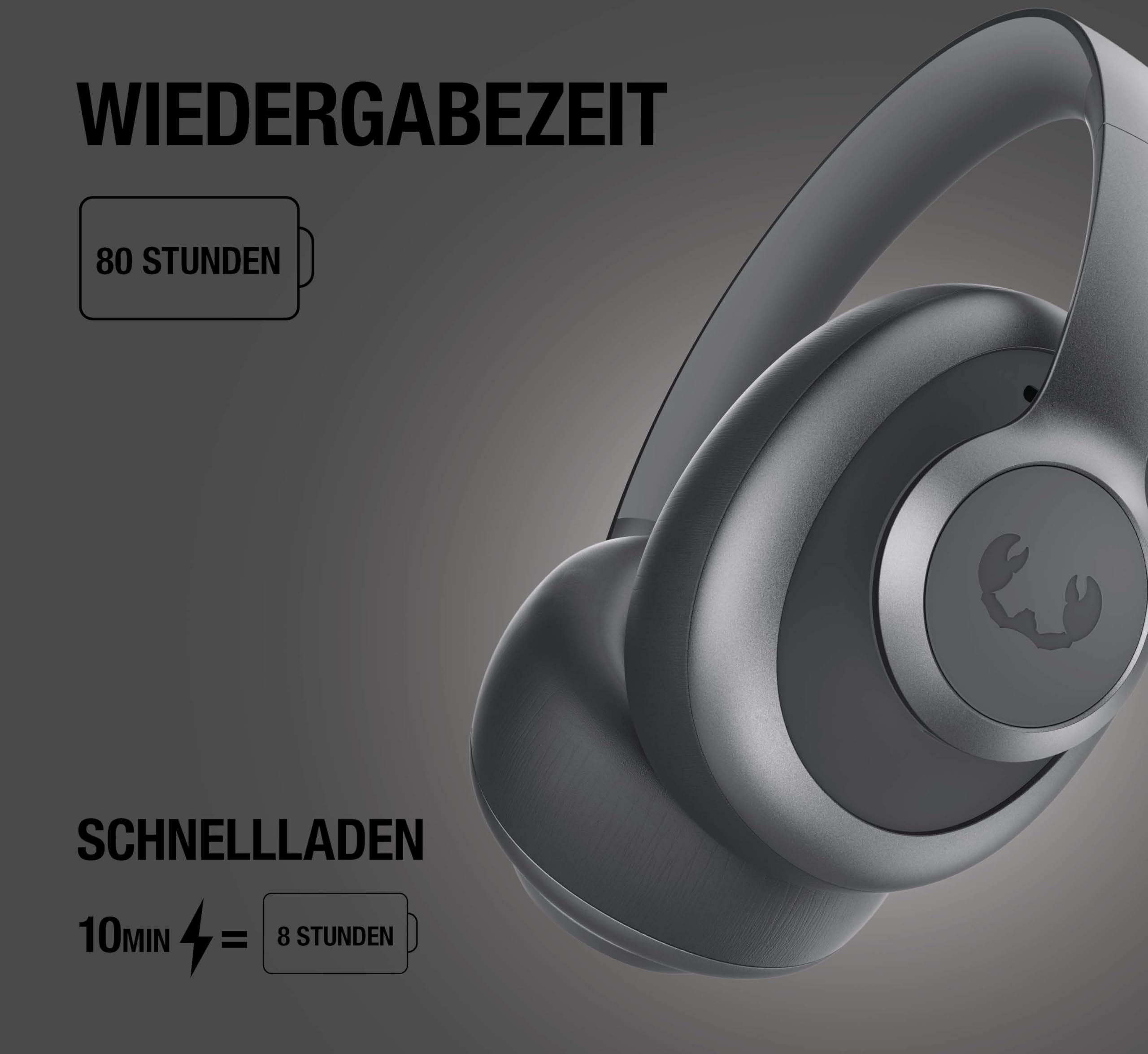 Fresh 'n Rebel Clam Blaze 2, Kabellose Over-Ear-Kopfhörer, 80 Std. Akkulaufzeit, Bluetooth 5.3, My Sound App, Mikrofone für klare Anrufe, Klappbar, Klickbare Tasten, Schnellladen (Storm Grey)