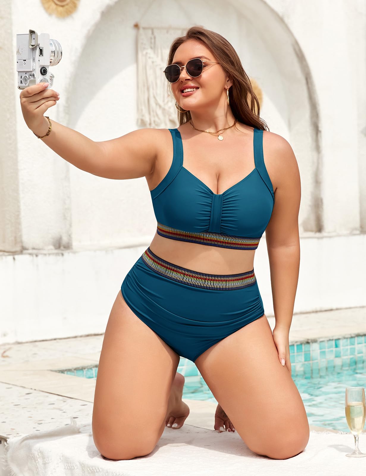 UMIPUBO Maillot De Bain Femme 2 Pieces Grande Taille Gainant Ventre Plat Push Up Cache Ventre Culotte Taille Haute Boheme Bikini Maillots Deux Pièces