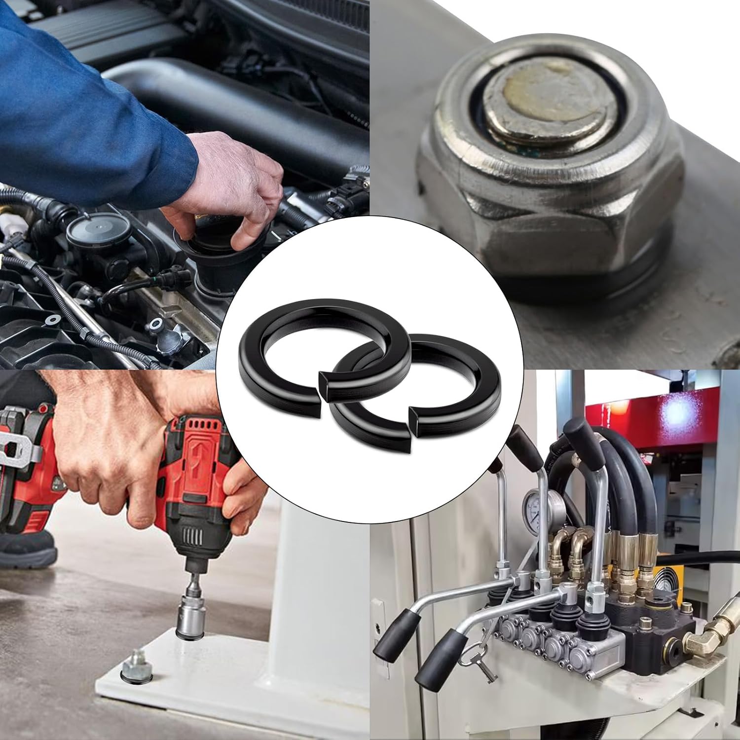 60pcs Spring Washers M5 Spring Washers Stainless Steel A2/V2A Washers Smooth Washers Body Washers Spiral Black Spring Washers Snap Ring for Household Appliances Mechanical Devices