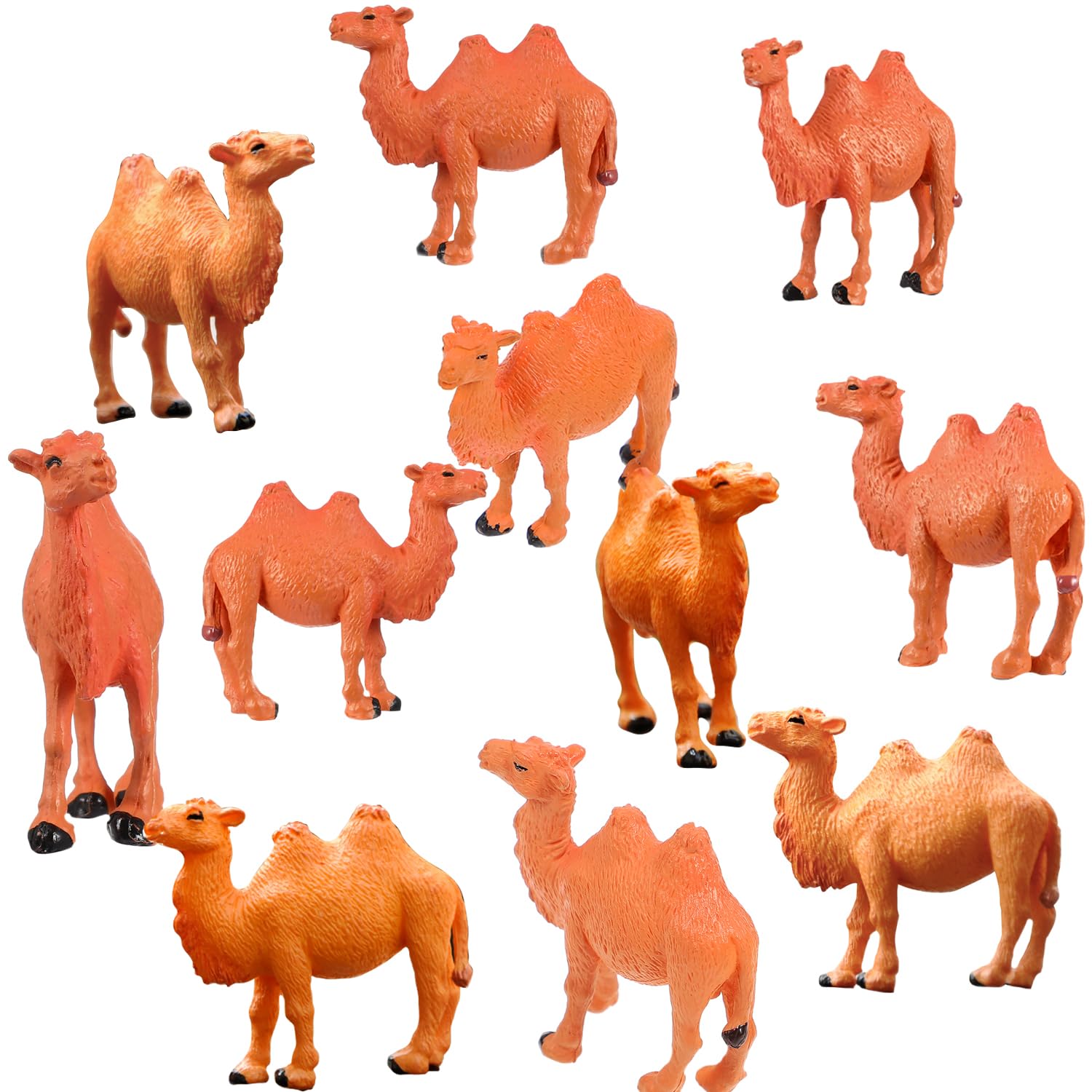 11Pcs Camel Collection: Hand Painted Camel Figurines - Miniature Animal Statues for Home Decor