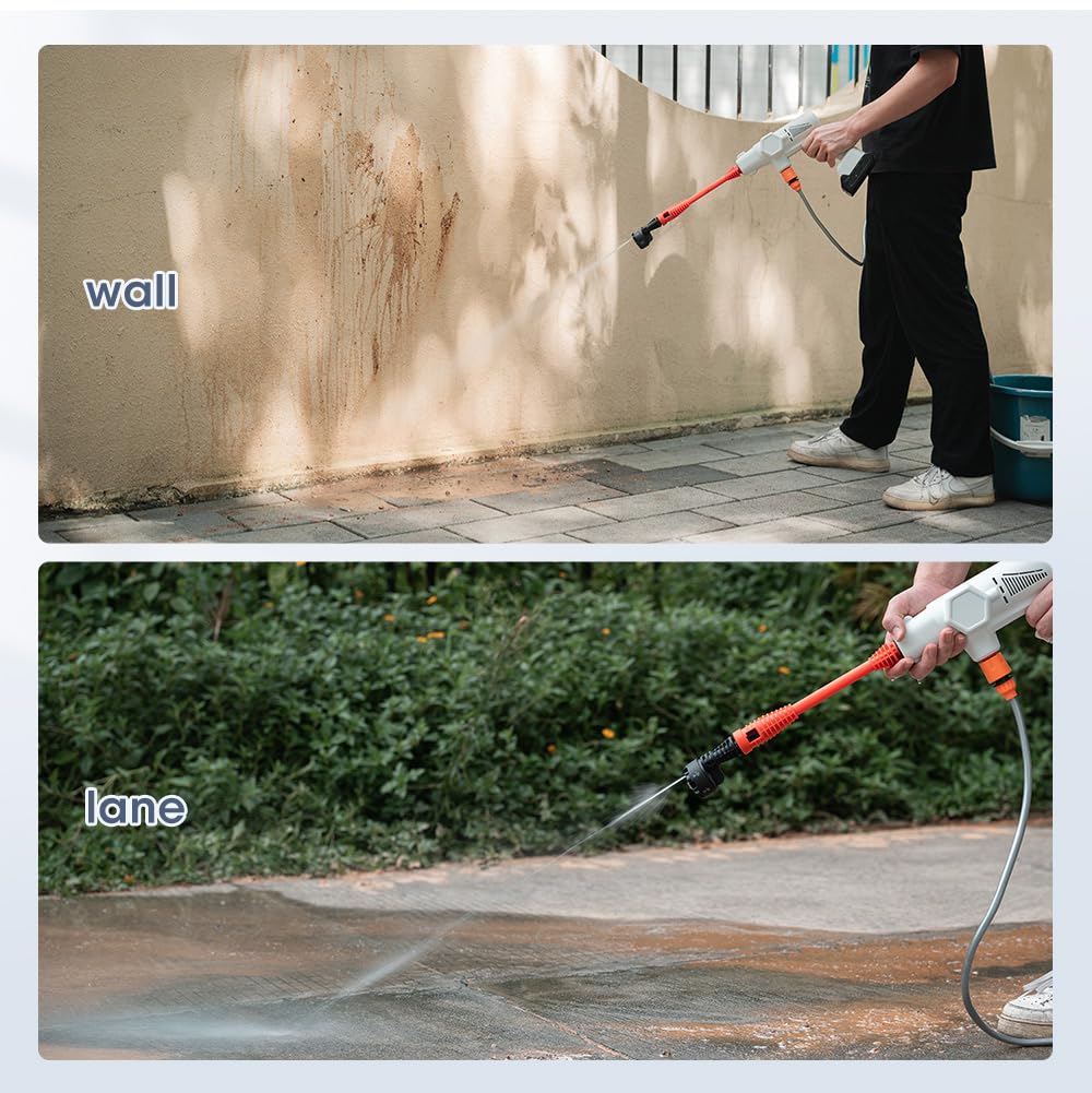 Idropulitrice Portatile Senza Fili 80Bar: Pistola Alta Pressione Professionale a Batteria con Autoadescante - Kit Completo Schiumogeno per Auto/Terrazzo/Balcone/Facciate-Upgrade