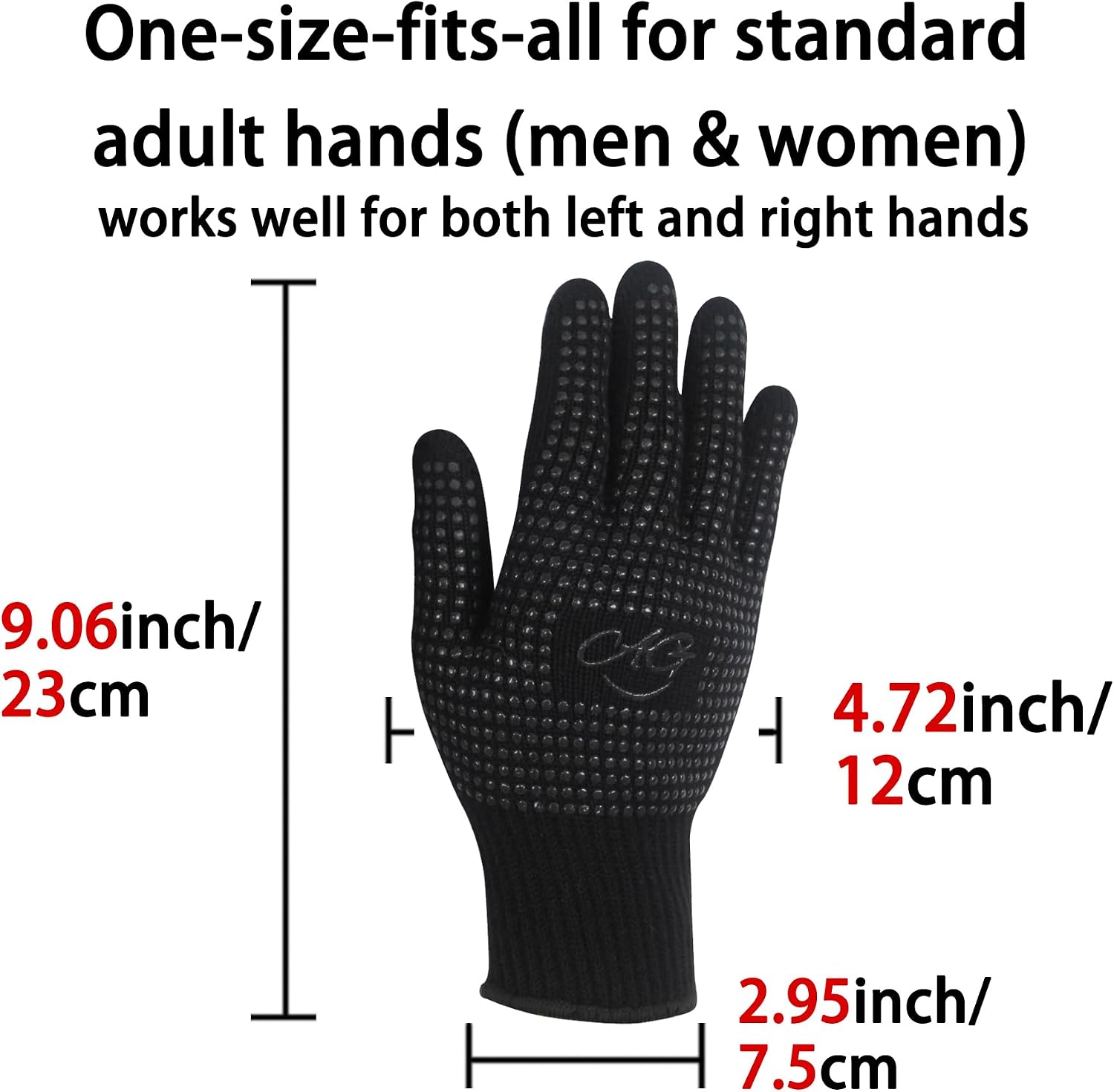 ANGENIL 2 Pcs Heat Resistant Gloves with Silicone Bumps, Black Silicone Anti Slip Heat Proof Gloves, Suitable for irons, Curling Iron, Straighteners, Hot Tools Flat Iron, Universal Sizes, Black