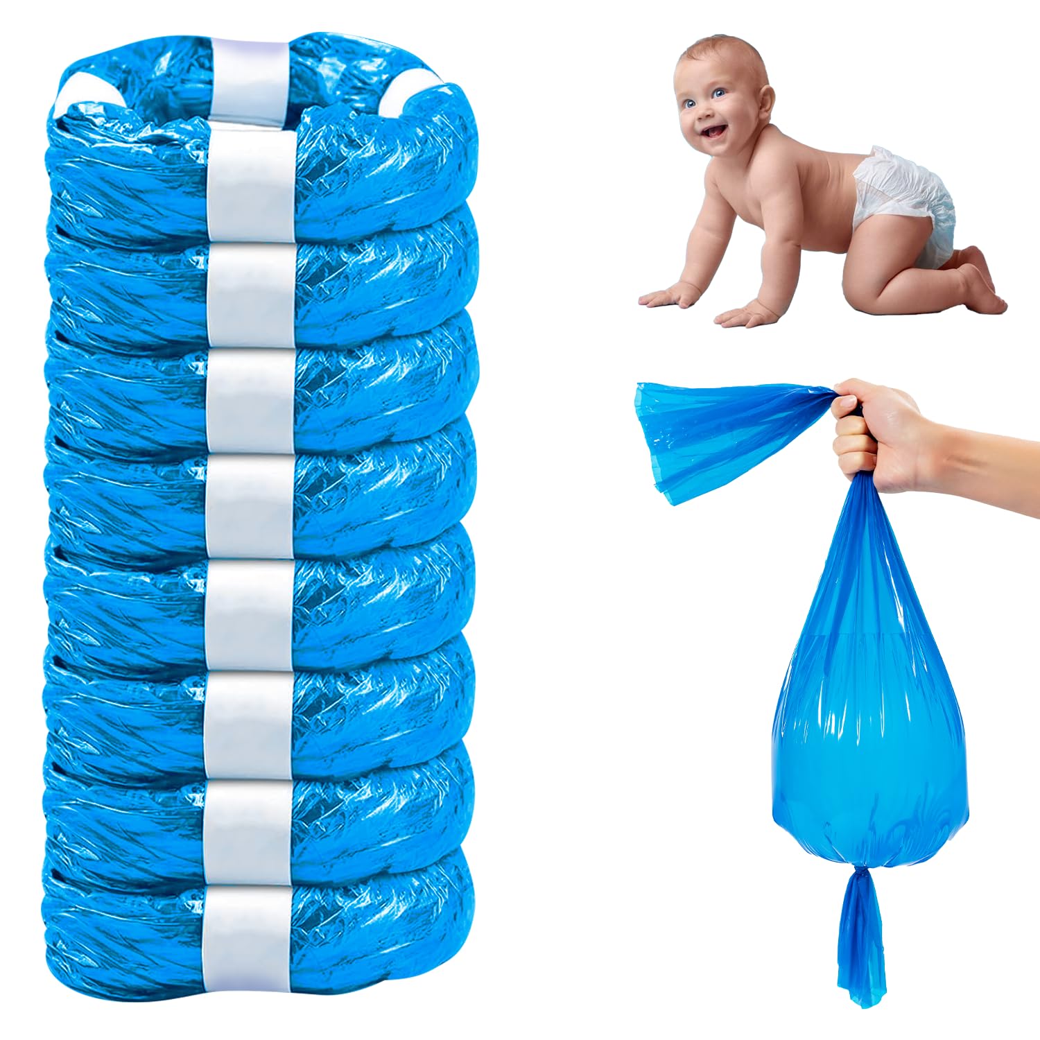 My Happy Nappy 8 Diaper Pail Refills Compatible with Tommee Tippee Twist & Click, Sangenic Tec, Simplee Sangenic and LitterLocker – Scented Bags 4.5 Meter Odor Control