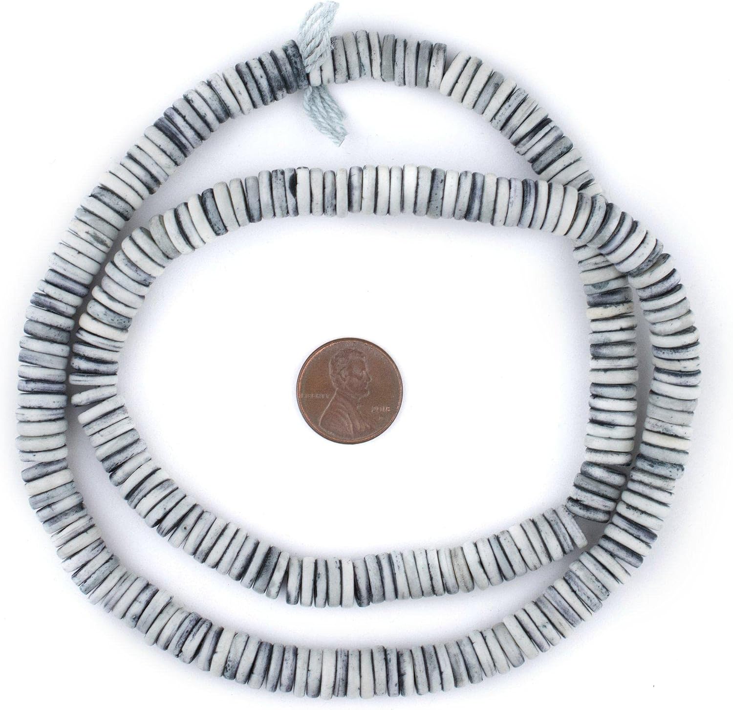 The Bead Chest 8mm Light Grey Bone Button Beads: Nepal Flat Round Disk Heishi Beads for DIY Necklace Jewelry Making