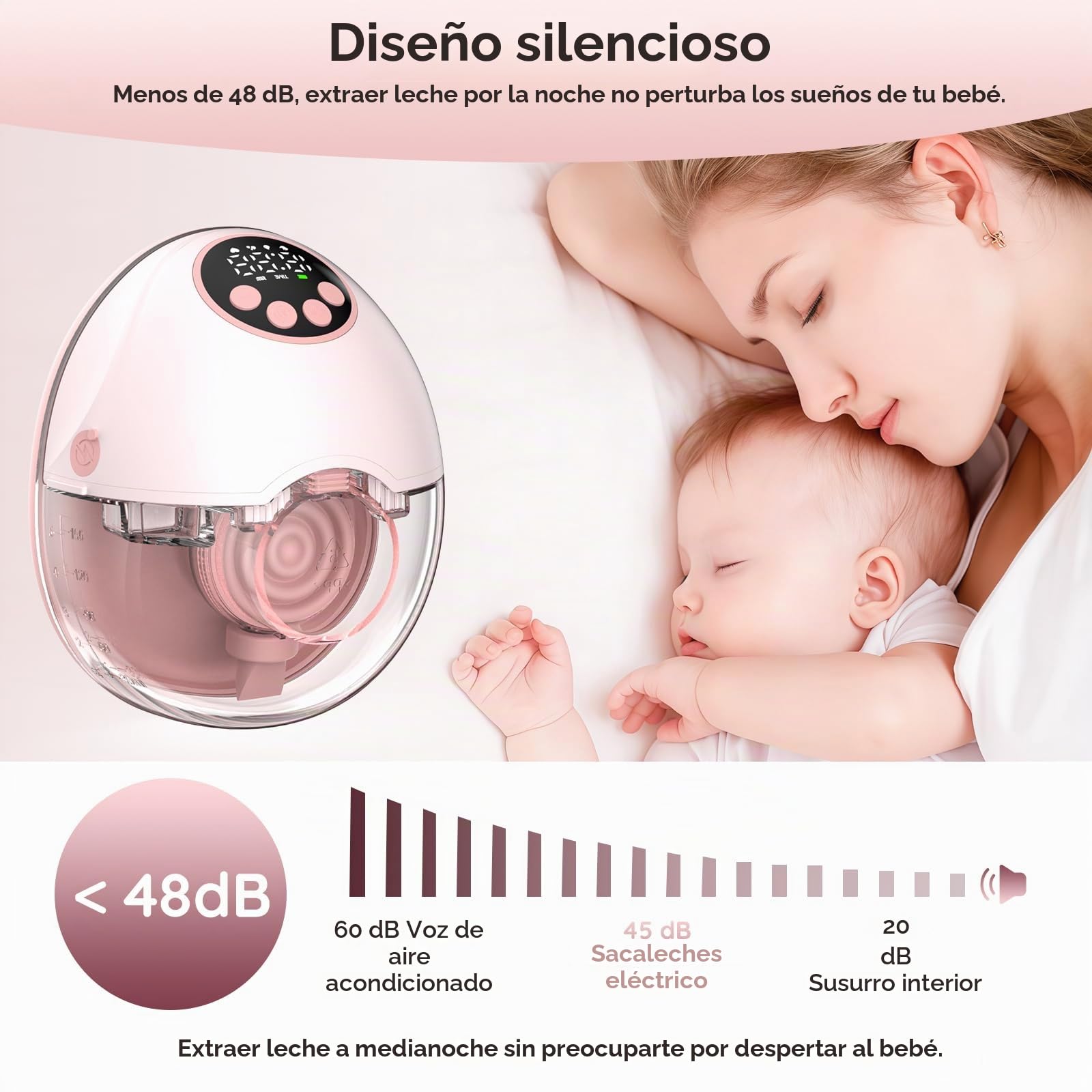 Paquete de 2 extractores de leche manos libres, extractores de leche portátiles con 4 modos de 12 niveles, extractor de leche portátil para trabajo, viajes, noche con brida de doble ajuste a prueba de