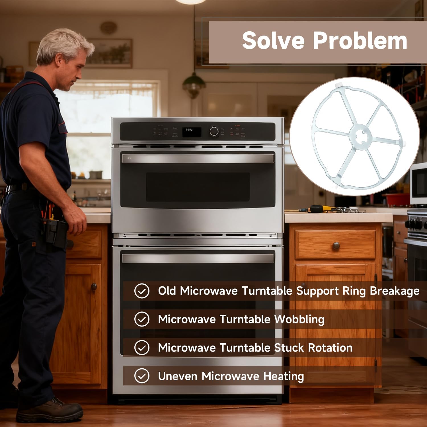 Rotating Ring Tray Support Glass Tray Support Ring Microwave Glass Turntable Rotating Ring Compatible with GE Microwave Replace#: WB02X32600 WB06X10651