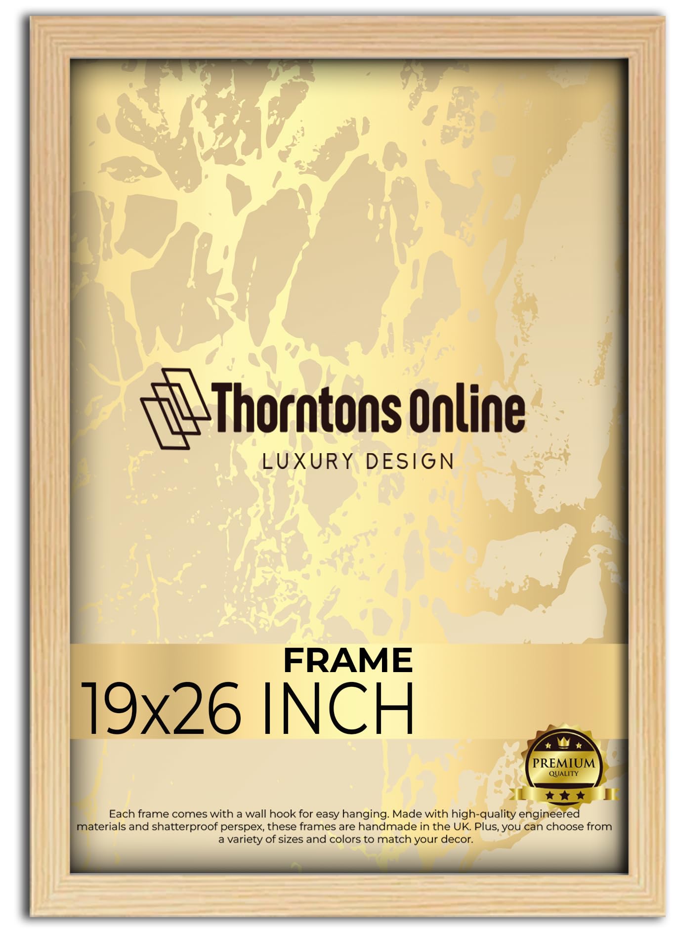 19x26 Inch Poster Picture Frame Pine (48.26x66.03) |Acrylic front| |mdf backing with both ways hanging hooks|Ideal for Artwork and Decor