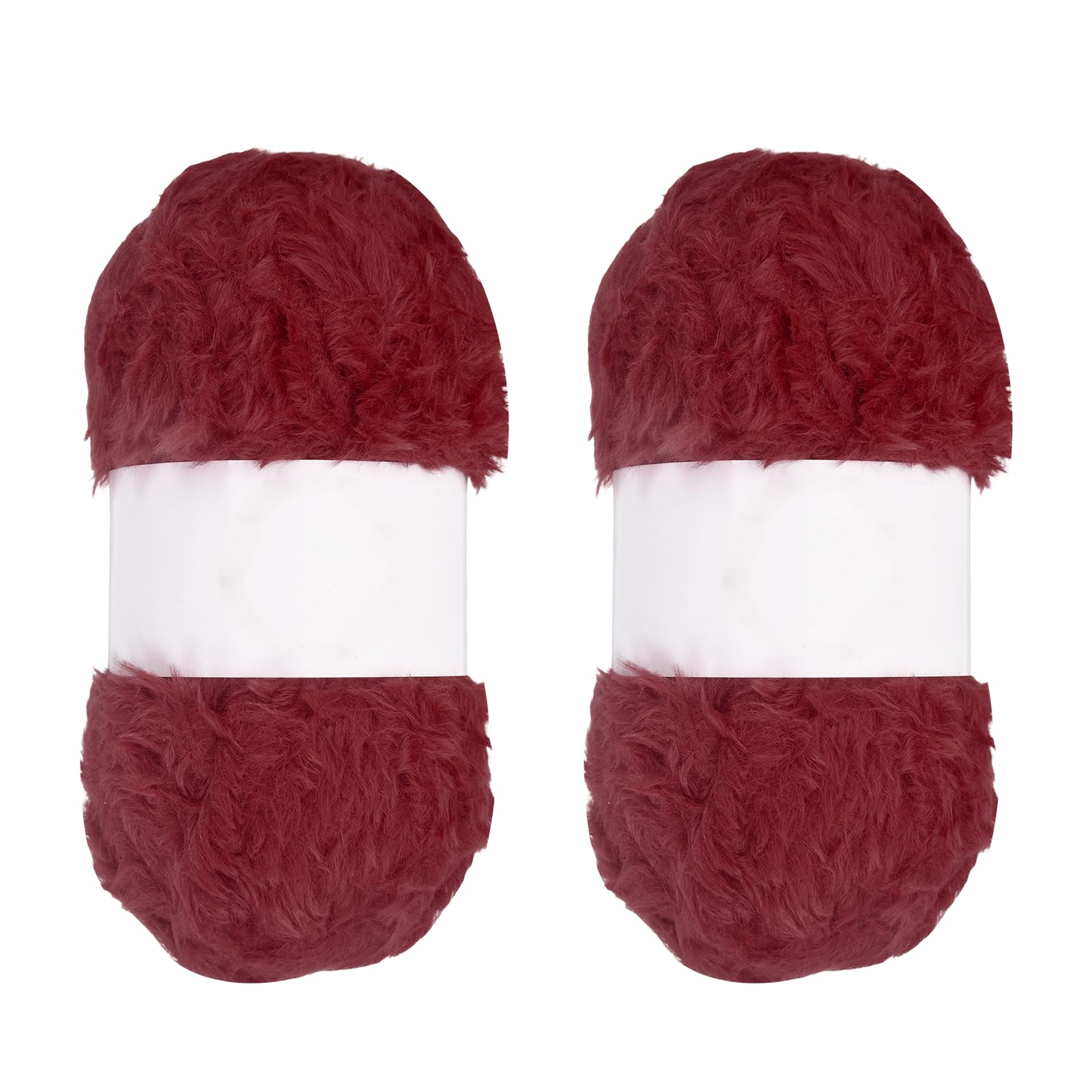 PATIKIL 65 Yards Soft Chunky Fluffy Fuzzy Faux Fur Yarn, 2 Skeins Chunky Fuzzy Yarn Fur Polyester for Crochet Knitting Blankets Scarves Sweaters Hat Shawls, Burgundy