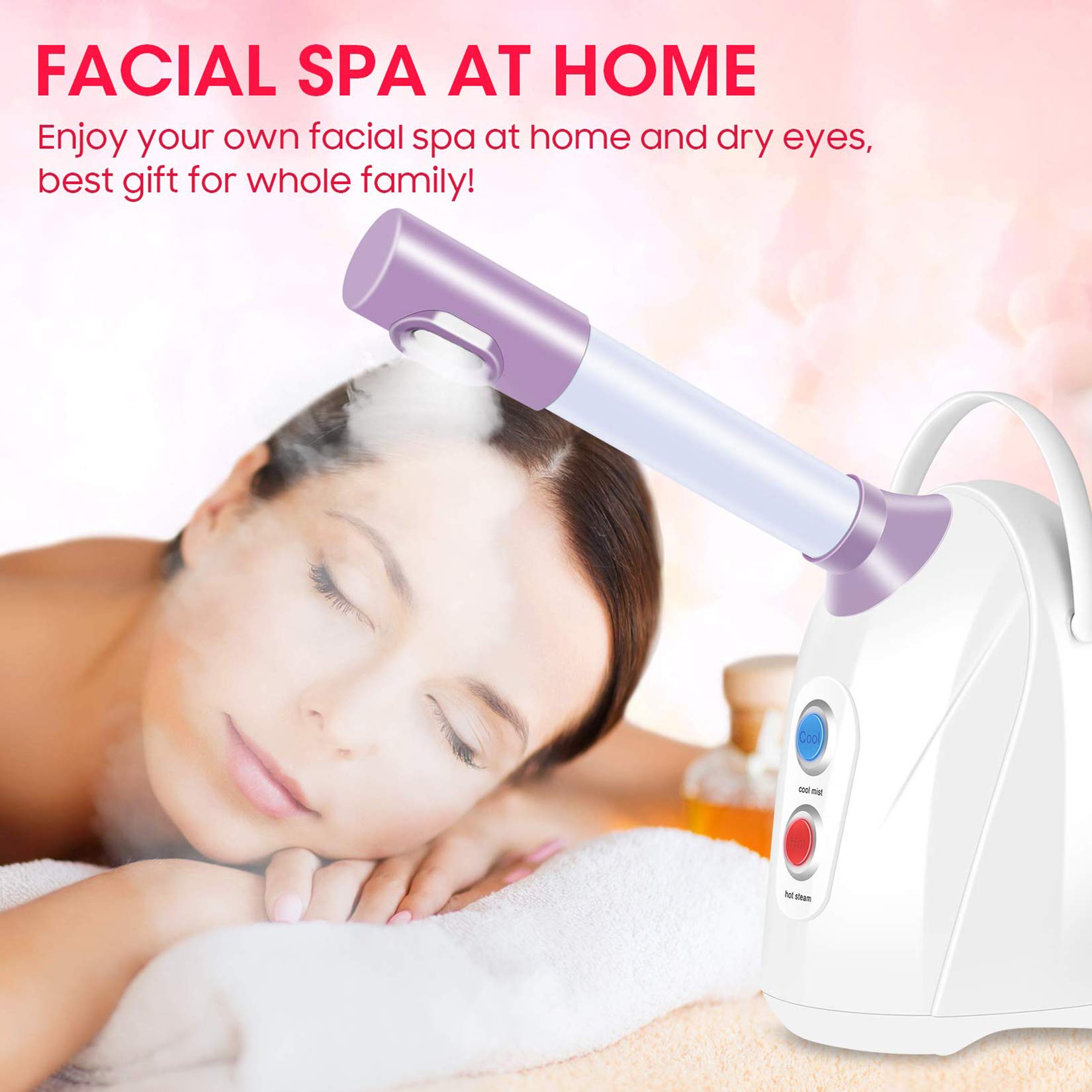 Vaporizzatore facciale - Vaporizzatore facciale nano ionico, umidificatore portatile per nebulizzazione per spa e salone di casa, vaporizzatore personale per seni idratanti per la cura della pelle d