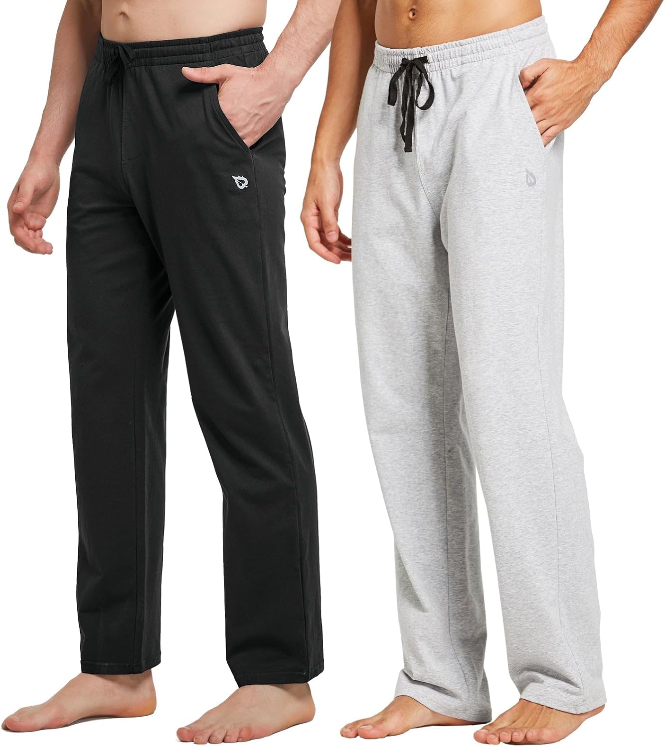baleaf Men's Sweatpants Casual Lounge Cotton Pajama Yoga Pants Open Bottom Straight Leg Male Sweat Pants with Pockets