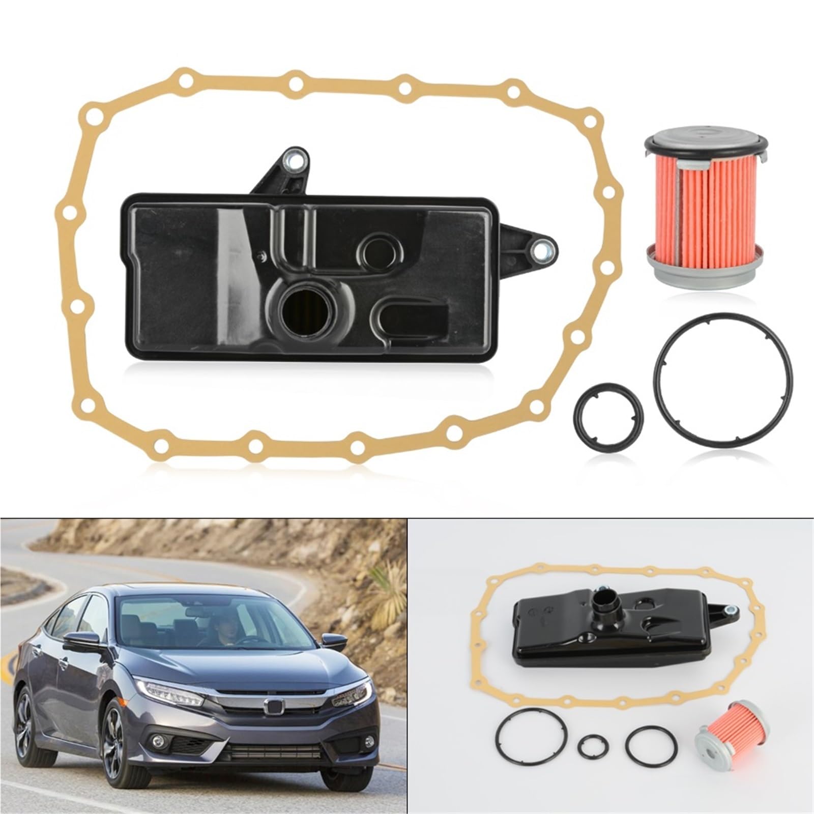 Filtro de aceite vehicular Kit de juntas filtro transmisión CVT compatible con Honda Civic FC7 (2017-2020) y Jazz GK5 (2014-2021) City GM6 (2015-2020)