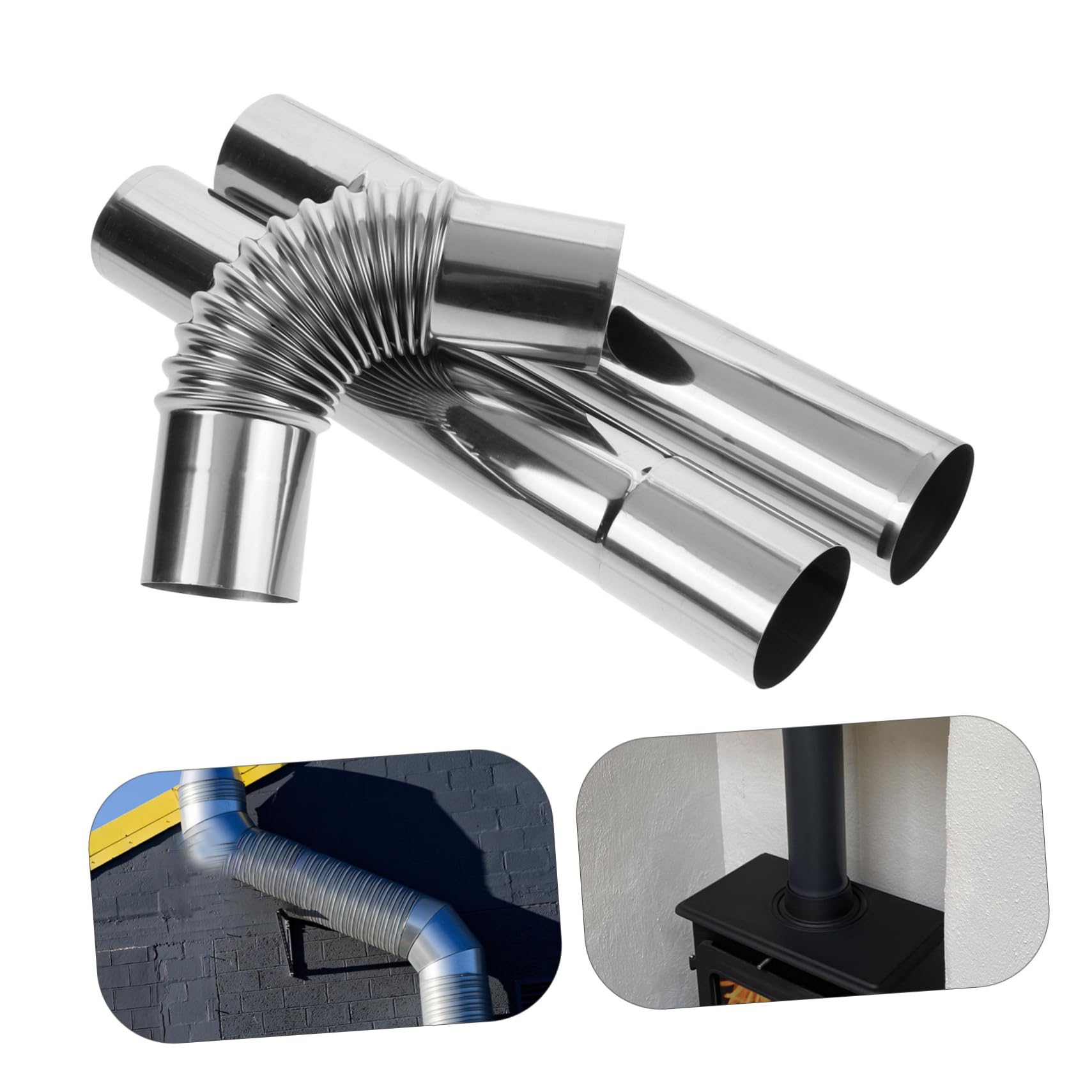 Tubo di Scarico in Acciaio Inox per Stufa Tubi per Riscaldamento Accessori per Stufa Tubo Flessibile Tubi di Sfiato per Casa