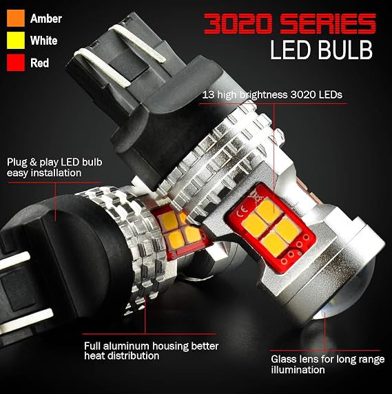 High Power GX-3020 SMD 7440 7441 7443 7444 992 White LED Bulbs with Projector For Backup Reverse Lights Only