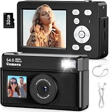 Digitalkamera 4K 64MP FHD Fotokamera mit 32G Karte 18X Digitalzoom Digital Kamera, Fotoapparat Tragbare Kompaktkamera Vlogging-Kamera für Jugendliche, Anfänger und Erwachsene (schwarz-2)