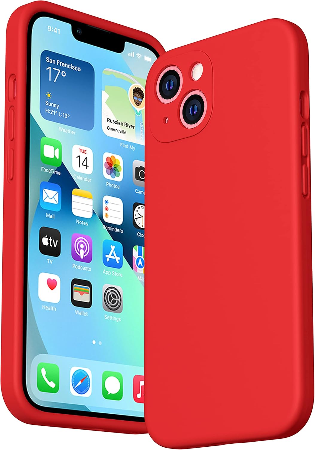 CellEver Heavy-Duty Silicone Case for iPhone 13 [Camera Protection] [Anti-Oil Coating] Military Drop Protection, Soft Scratch-Free Interior, Bright Red - Image 8