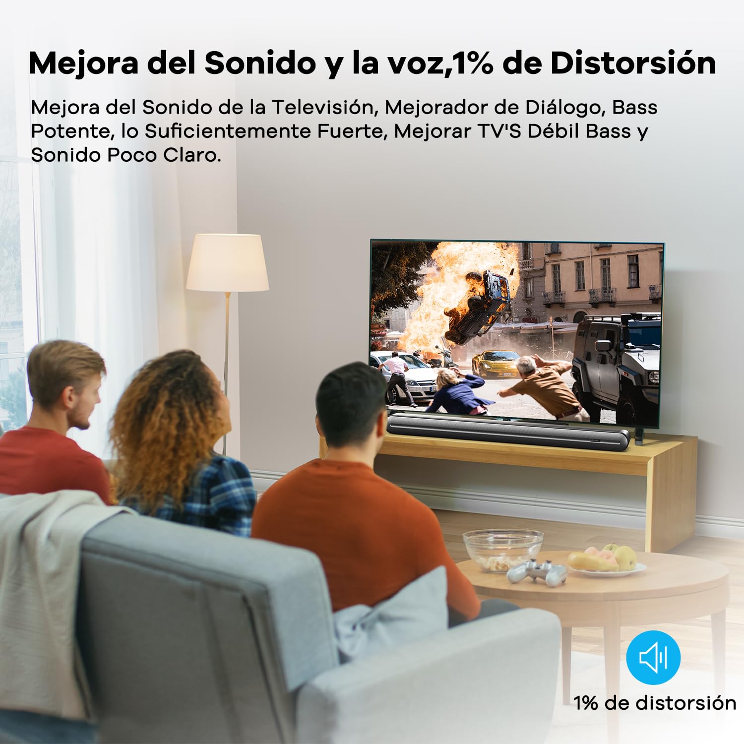 92cm 2.1ch Barra de Sonido TV con Subwoofer Integrado. 150W Altavoz de TV con Conexión HDMI ARC Mejorada, Bluetooth Óptico Auxiliar. Montable en Pared.