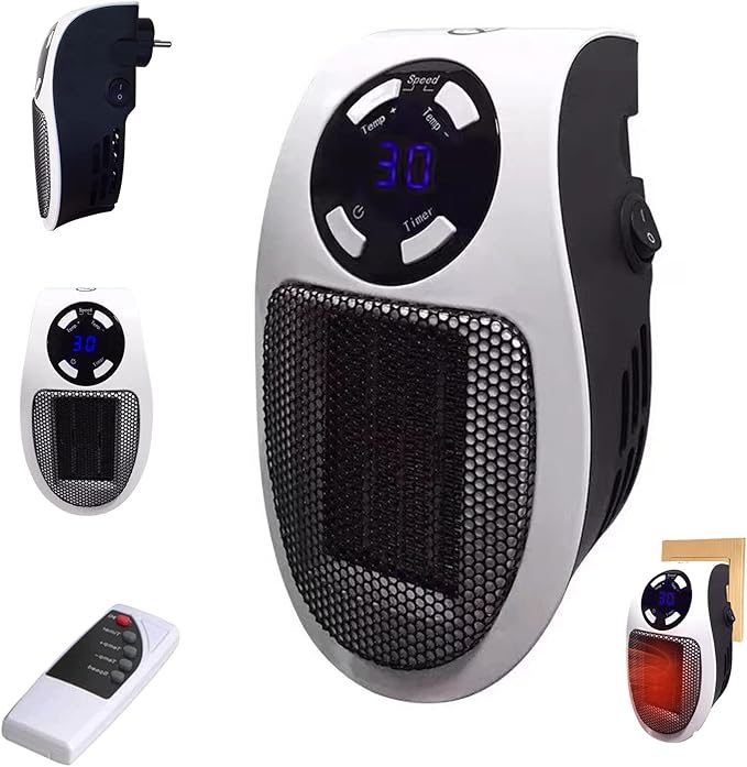 500W Ceramic Plug in Heaters,Small Fan Heaters for Home Low Energy